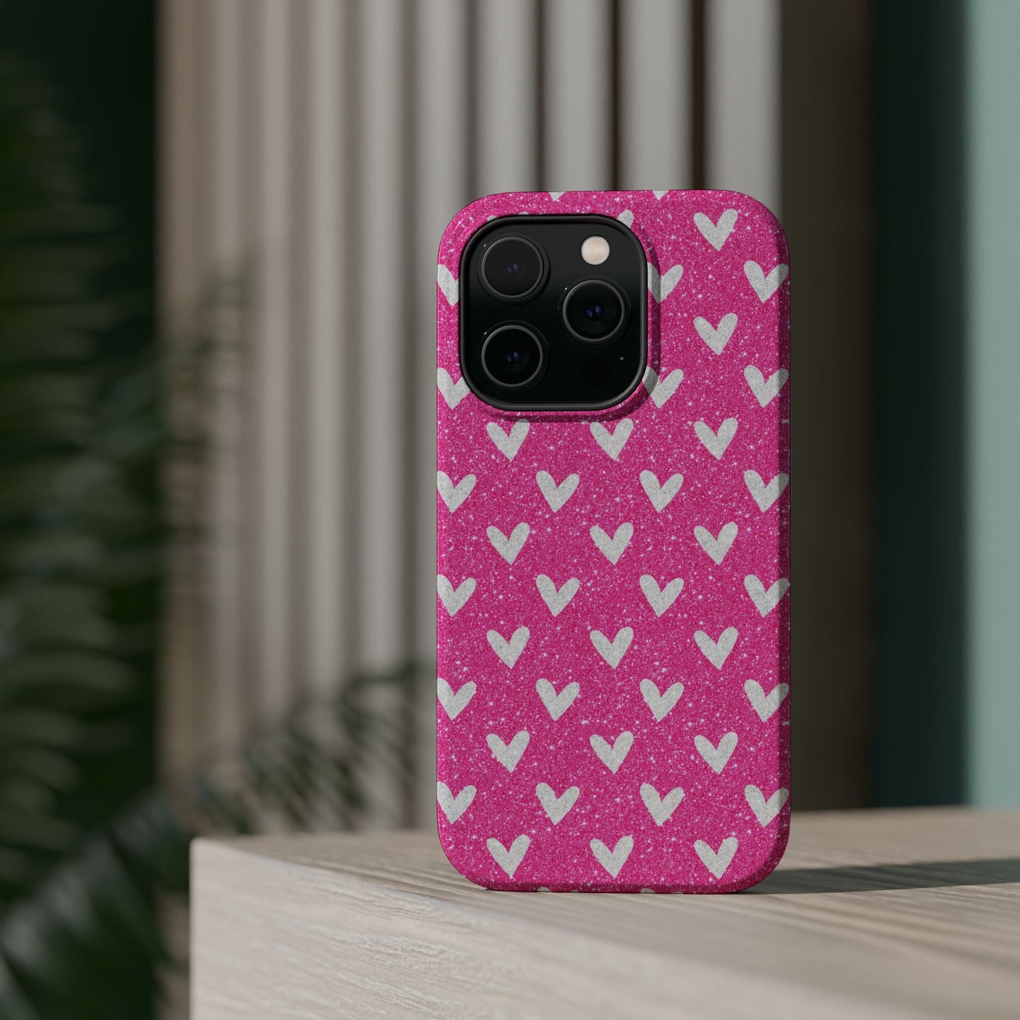 Pink Glitter Hearts Pattern – MagSafe iPhone Case - BOGO Cases