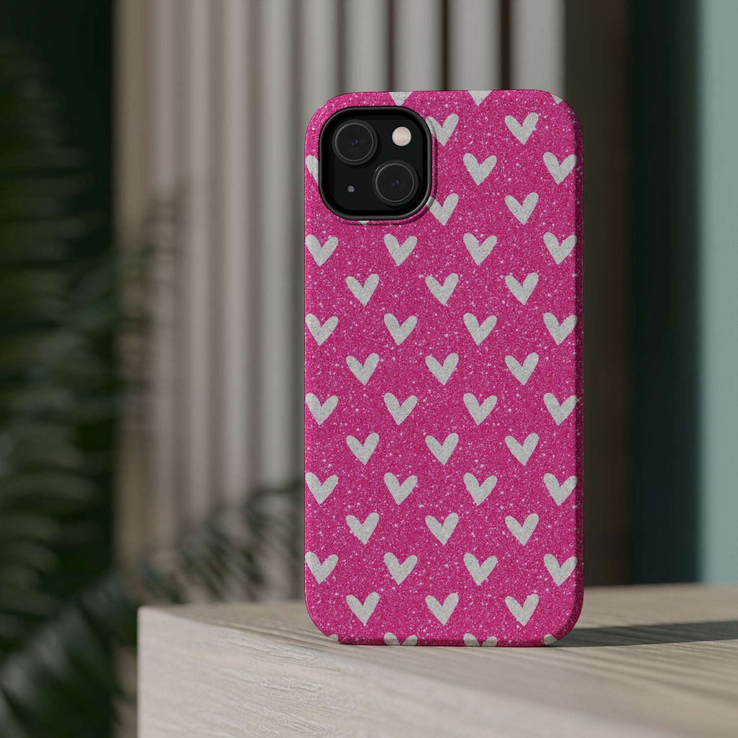 Pink Glitter Hearts Pattern – MagSafe iPhone Case - BOGO Cases