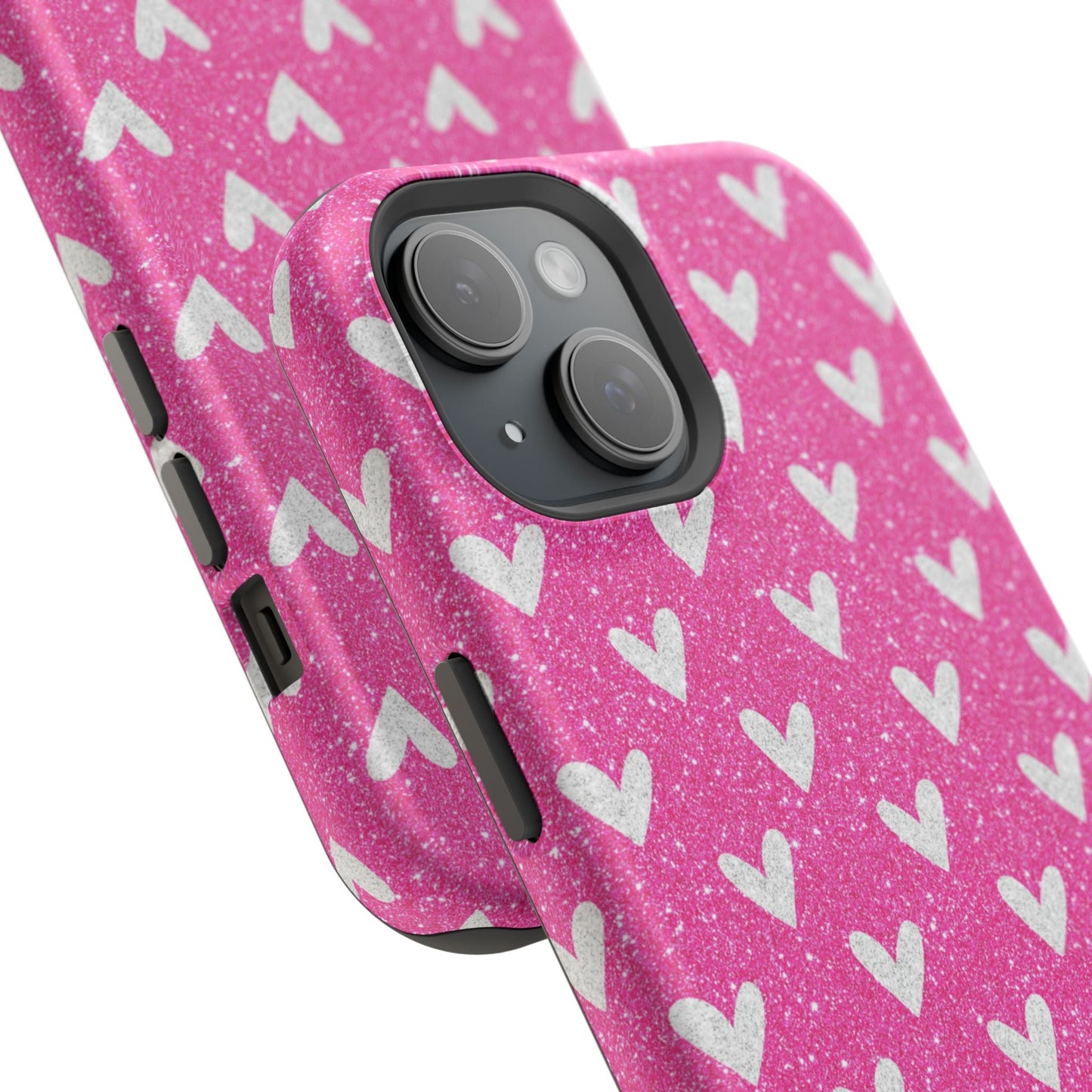 Pink Glitter Hearts Pattern – MagSafe iPhone Case - BOGO Cases