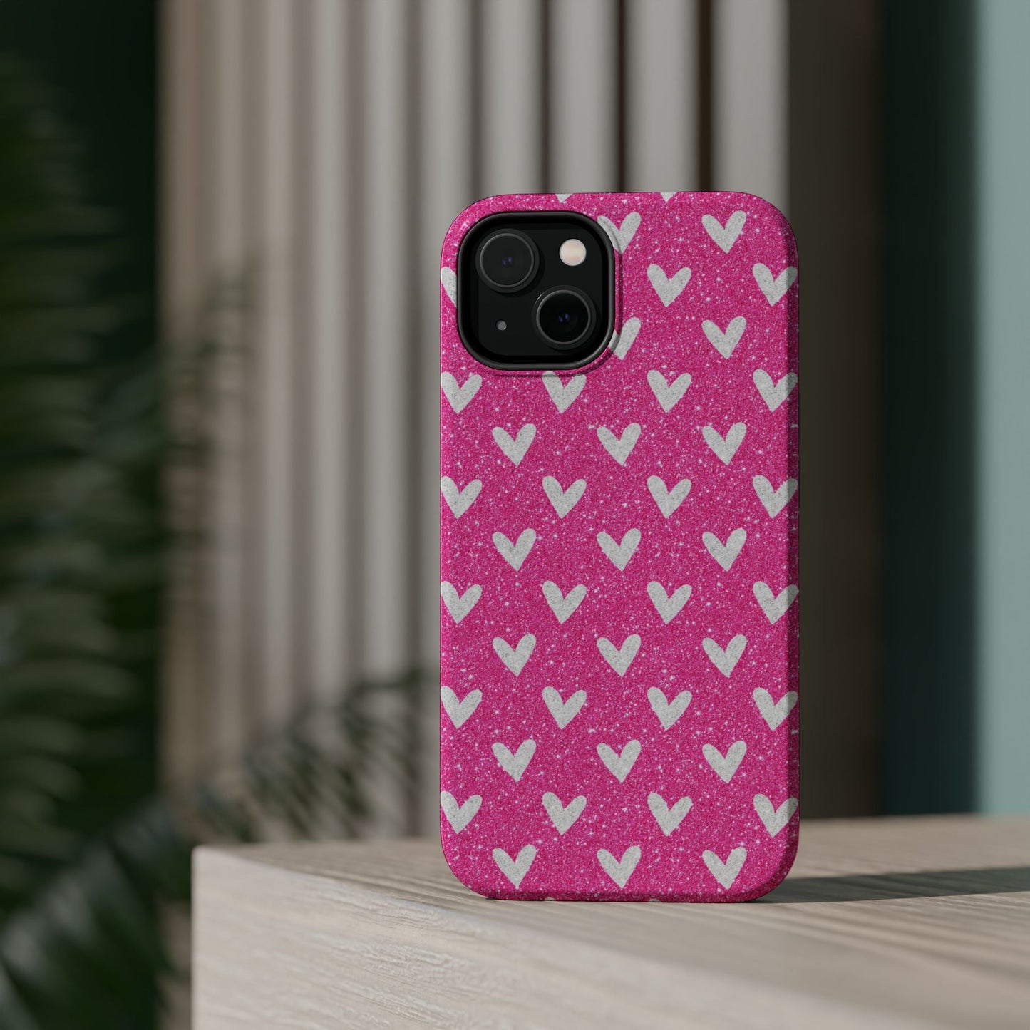 Pink Glitter Hearts Pattern – MagSafe iPhone Case - BOGO Cases