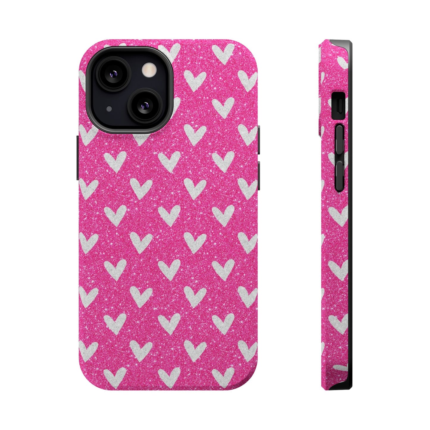 Pink Glitter Hearts Pattern – MagSafe iPhone Case - BOGO Cases