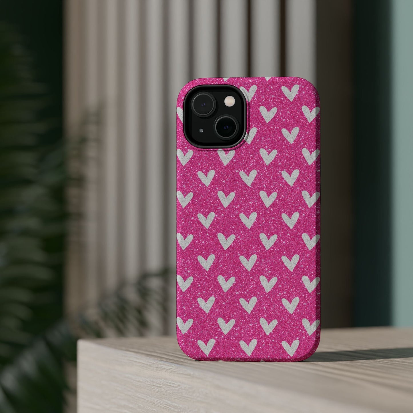 Pink Glitter Hearts Pattern – MagSafe iPhone Case - BOGO Cases