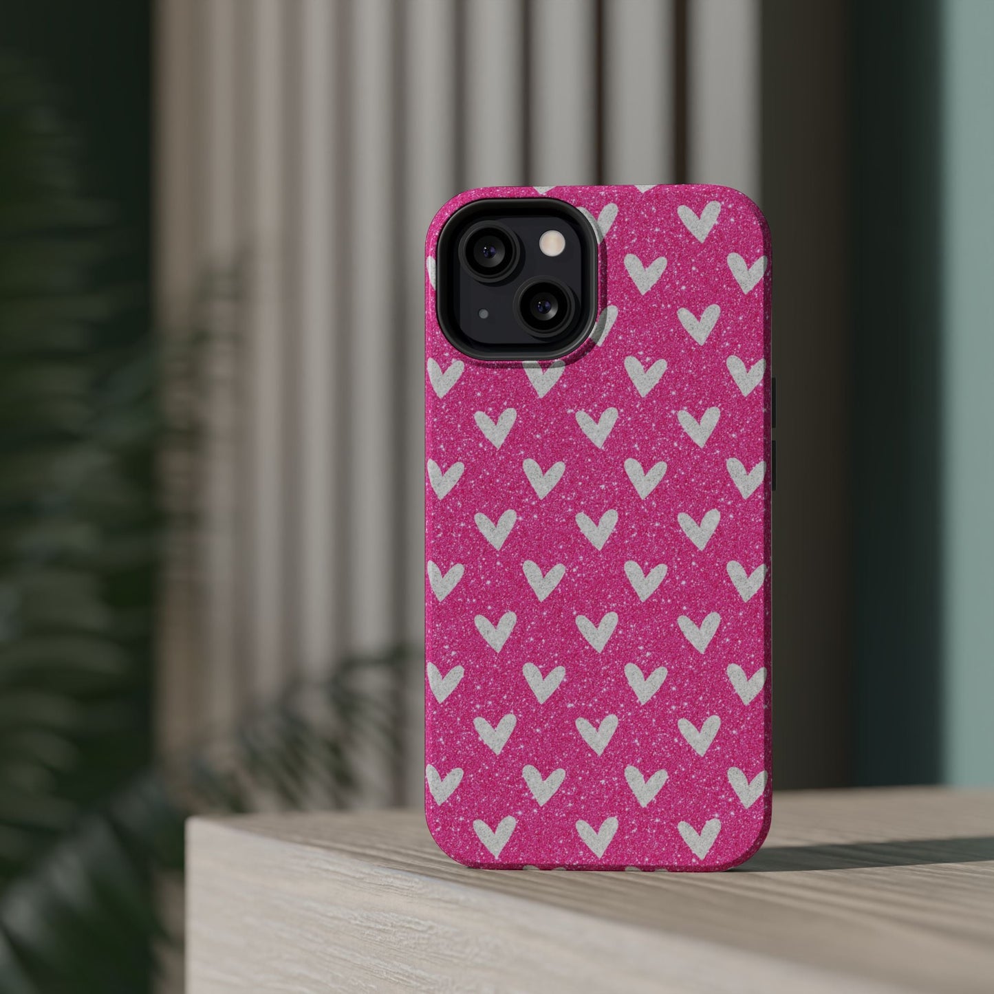 Pink Glitter Hearts Pattern – MagSafe iPhone Case - BOGO Cases
