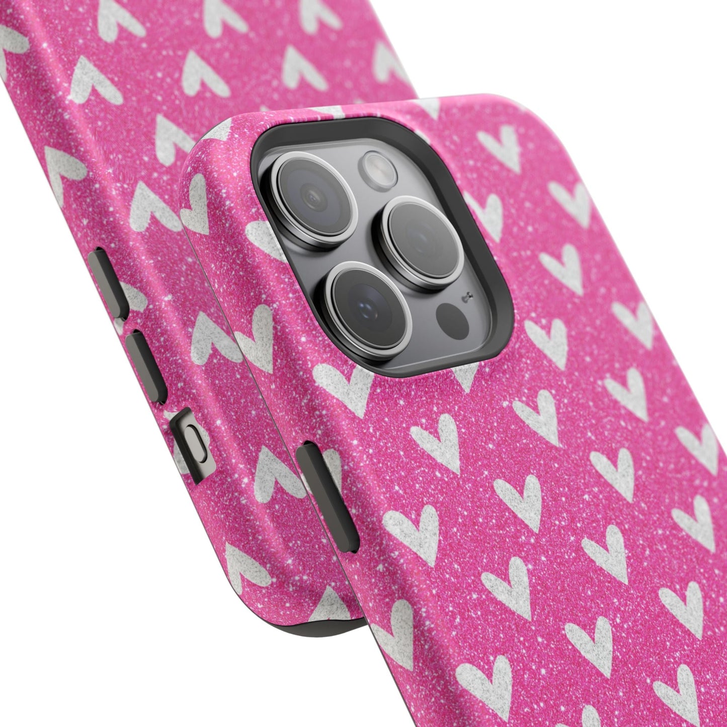 Pink Glitter Hearts Pattern – MagSafe iPhone Case - BOGO Cases