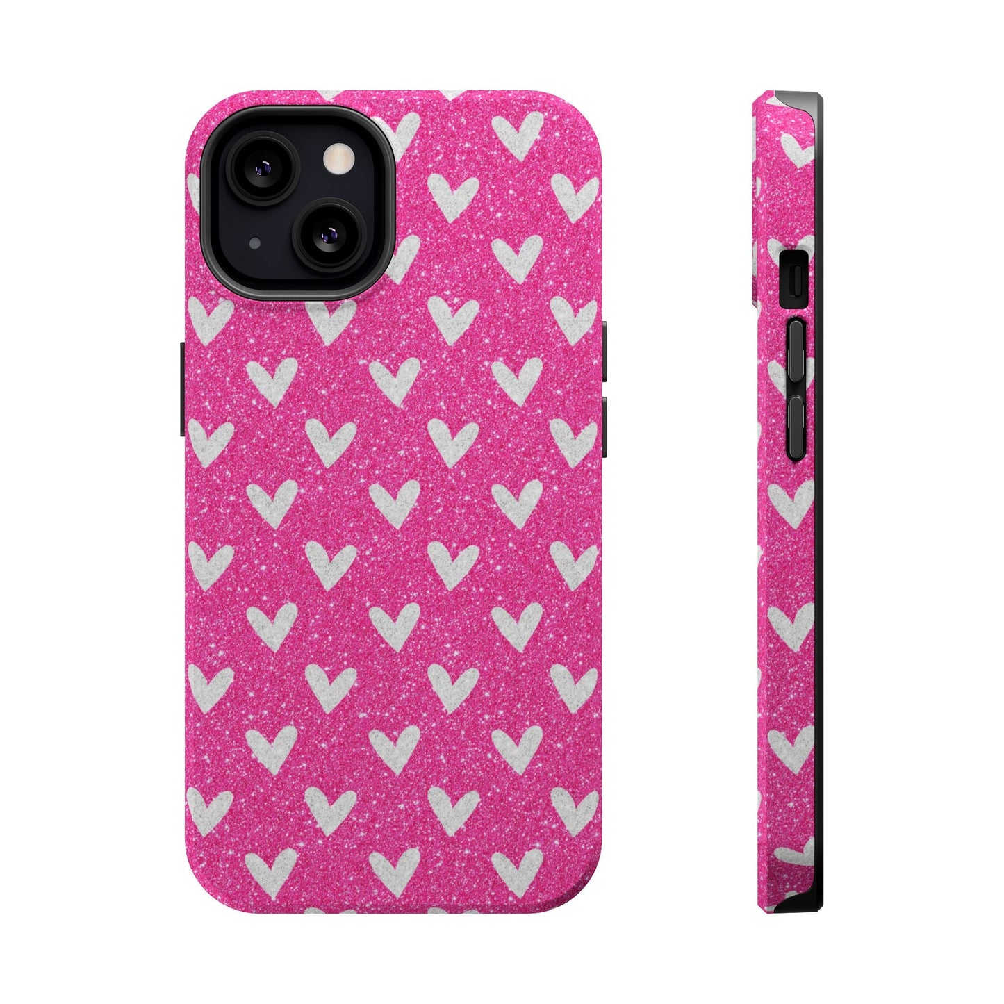 Pink Glitter Hearts Pattern – MagSafe iPhone Case - BOGO Cases
