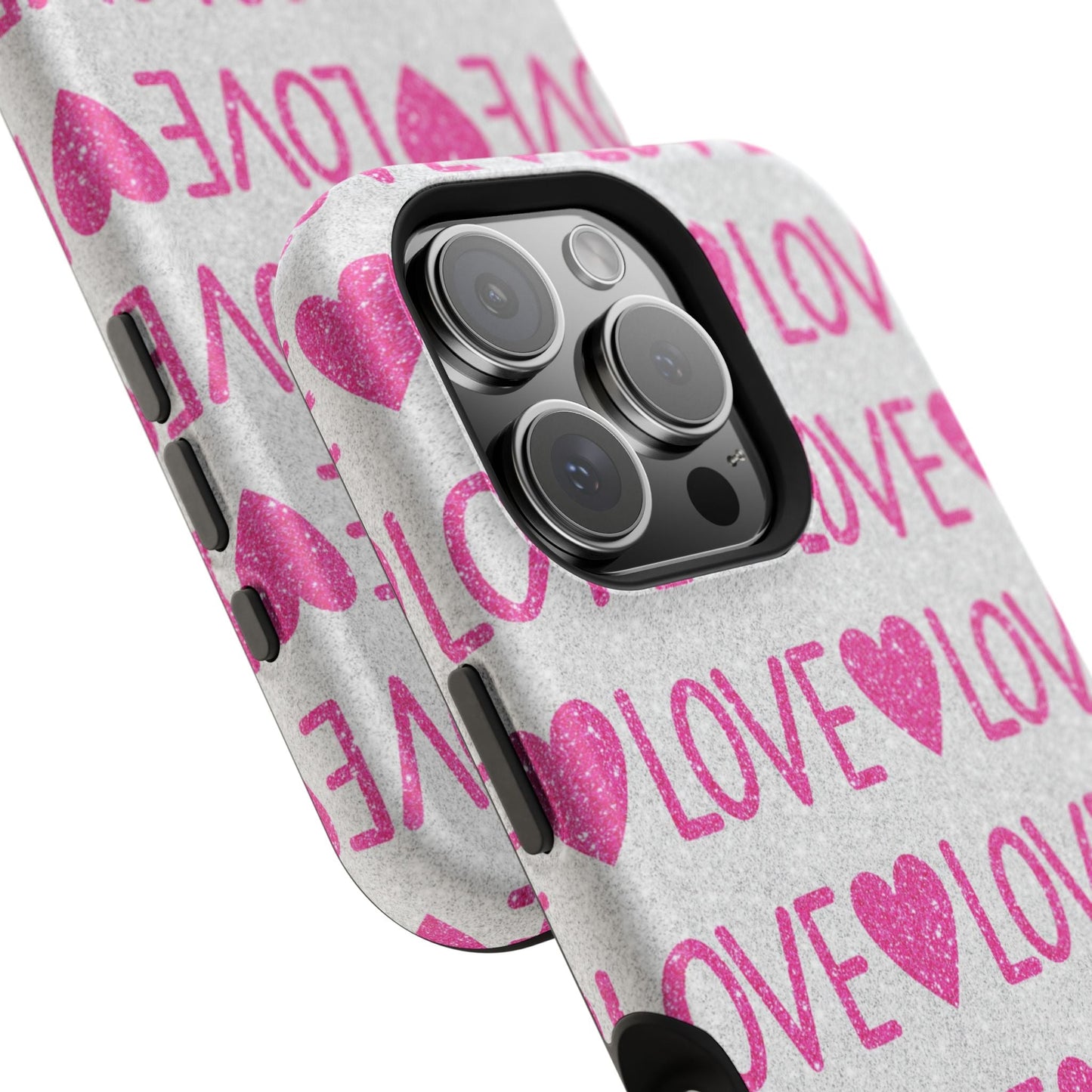Pink Glitter Love Pattern – MagSafe iPhone Case - BOGO Cases