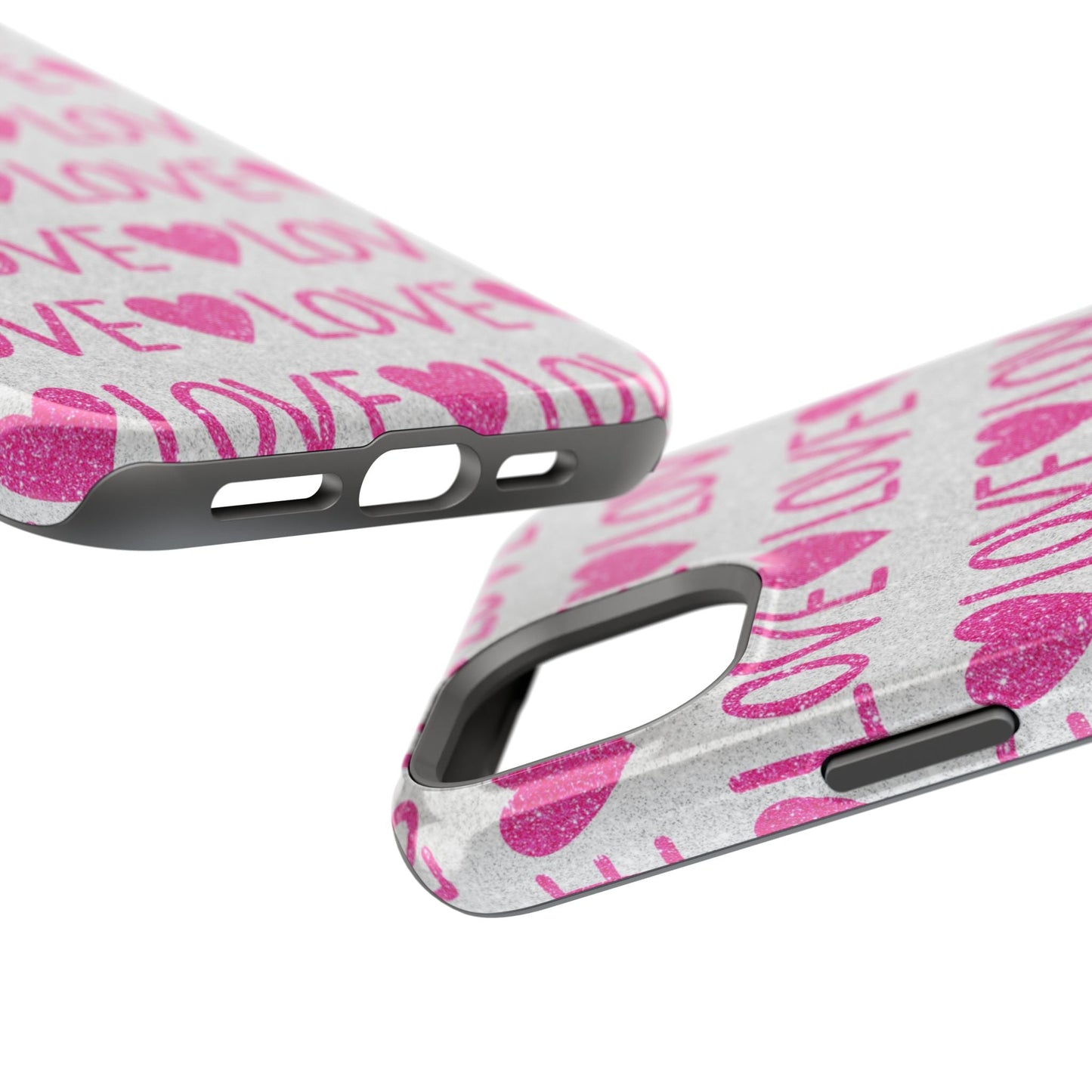 Pink Glitter Love Pattern – MagSafe iPhone Case - BOGO Cases