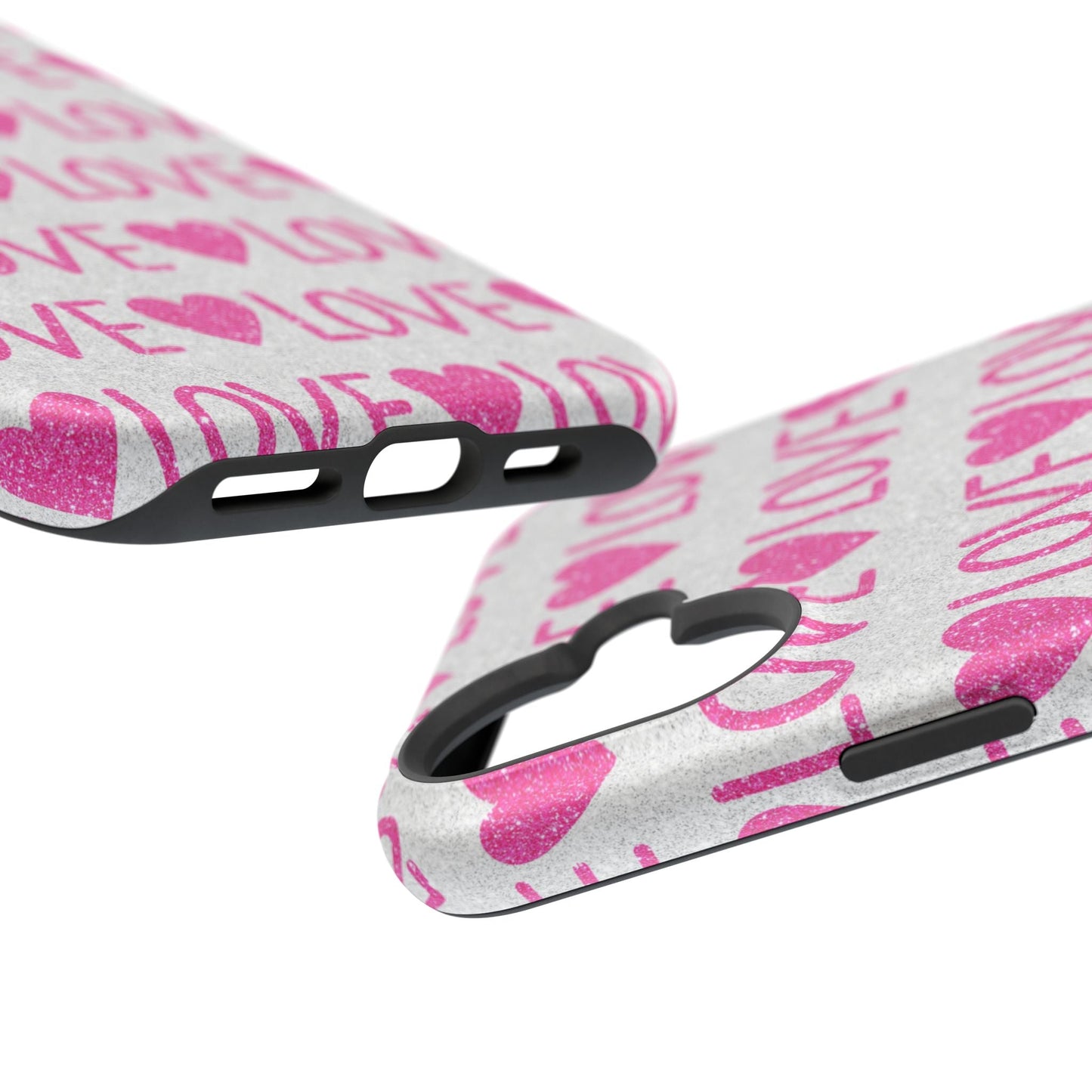 Pink Glitter Love Pattern – MagSafe iPhone Case - BOGO Cases