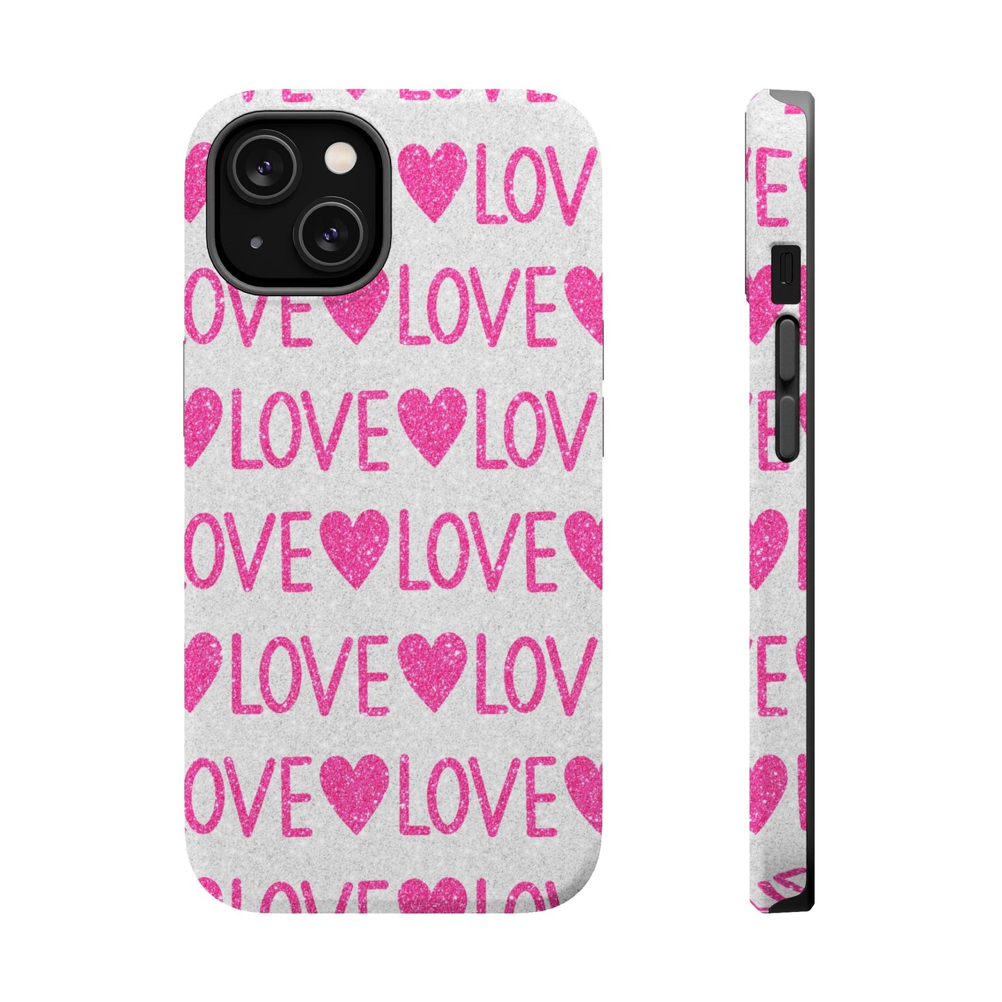 Pink Glitter Love Pattern – MagSafe iPhone Case - BOGO Cases