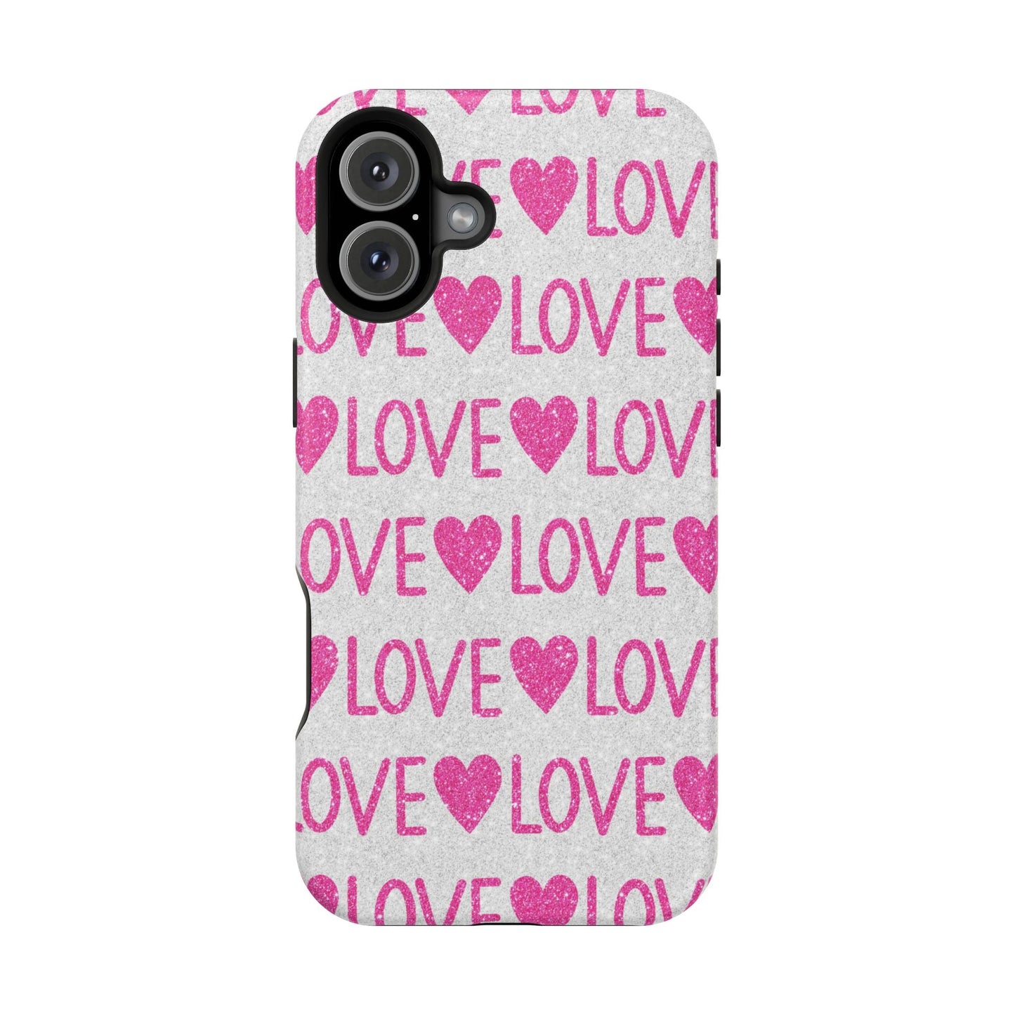 Pink Glitter Love Pattern – MagSafe iPhone Case - BOGO Cases