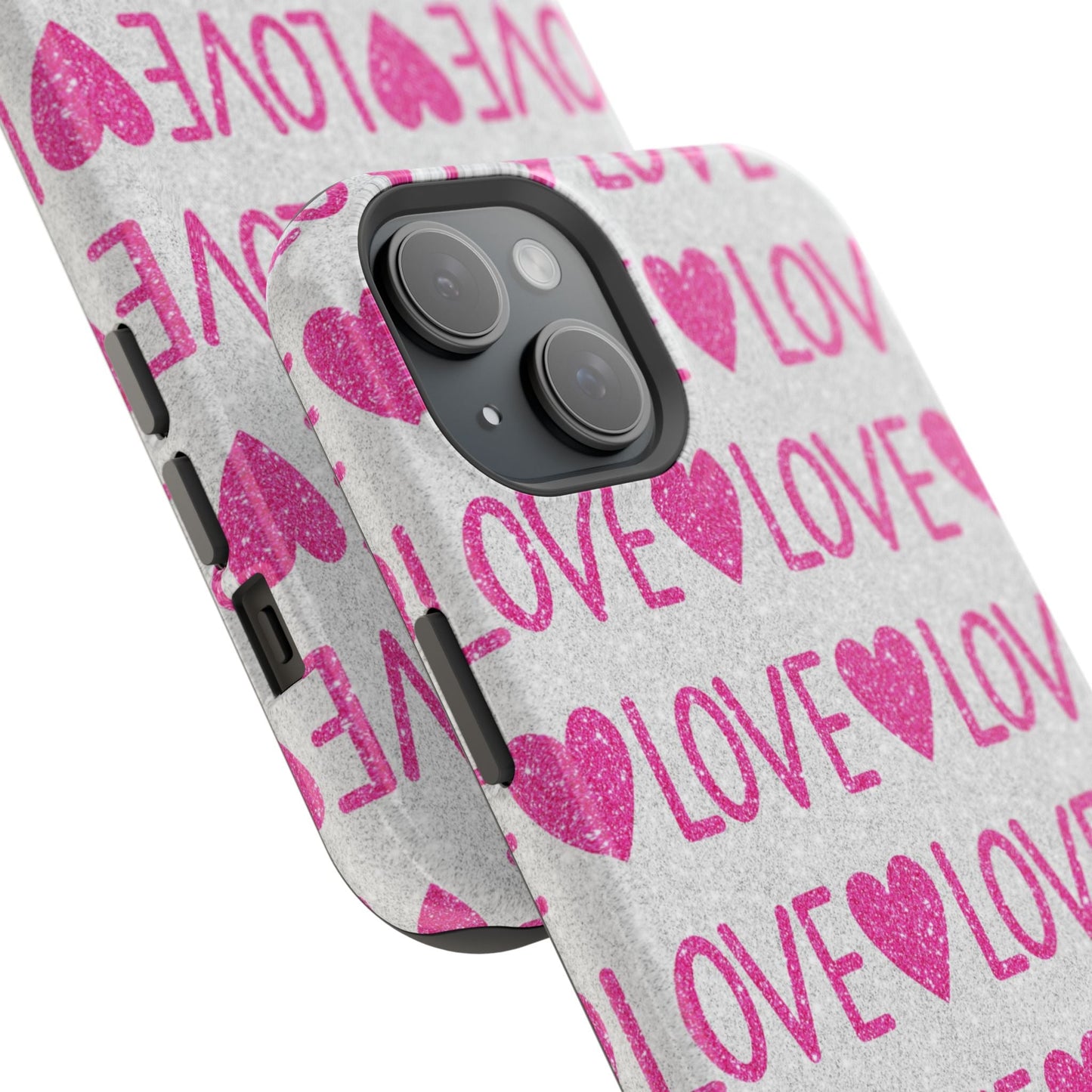 Pink Glitter Love Pattern – MagSafe iPhone Case - BOGO Cases