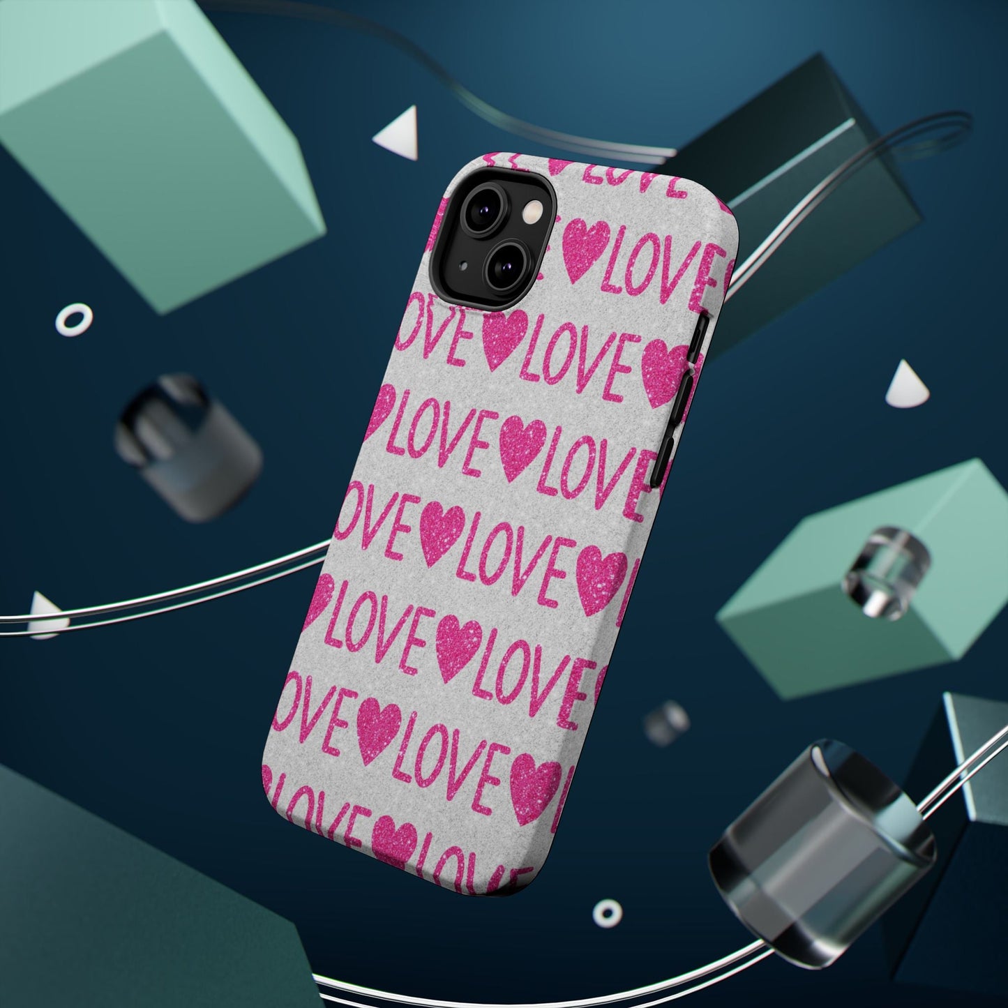 Pink Glitter Love Pattern – MagSafe iPhone Case - BOGO Cases