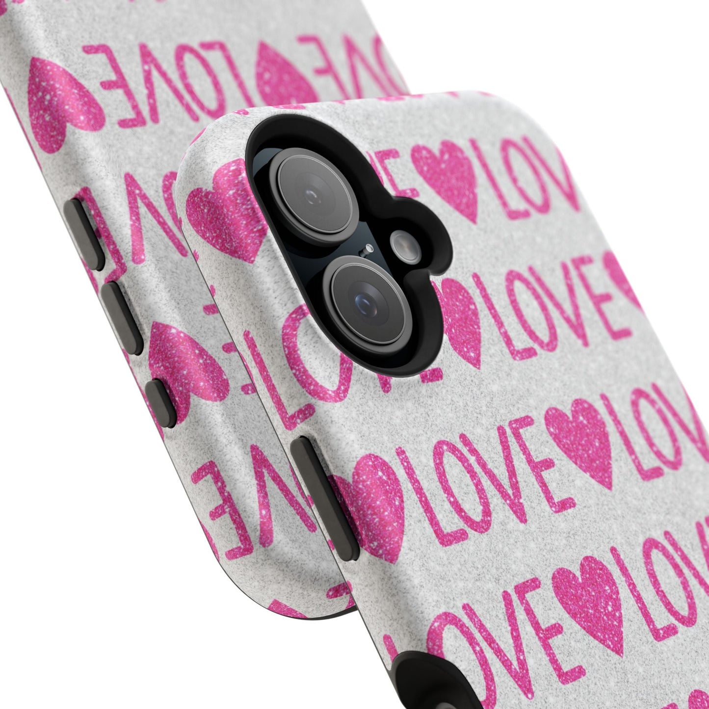 Pink Glitter Love Pattern – MagSafe iPhone Case - BOGO Cases