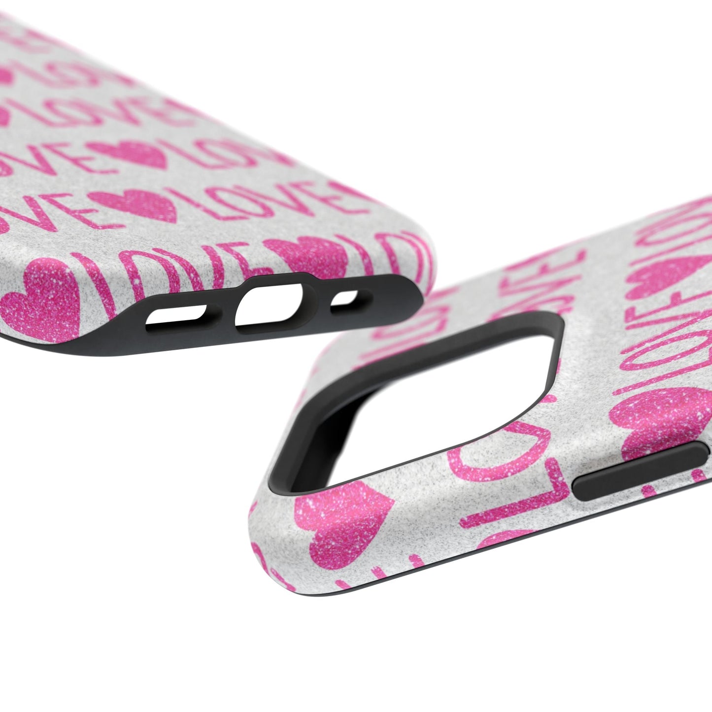 Pink Glitter Love Pattern – MagSafe iPhone Case - BOGO Cases