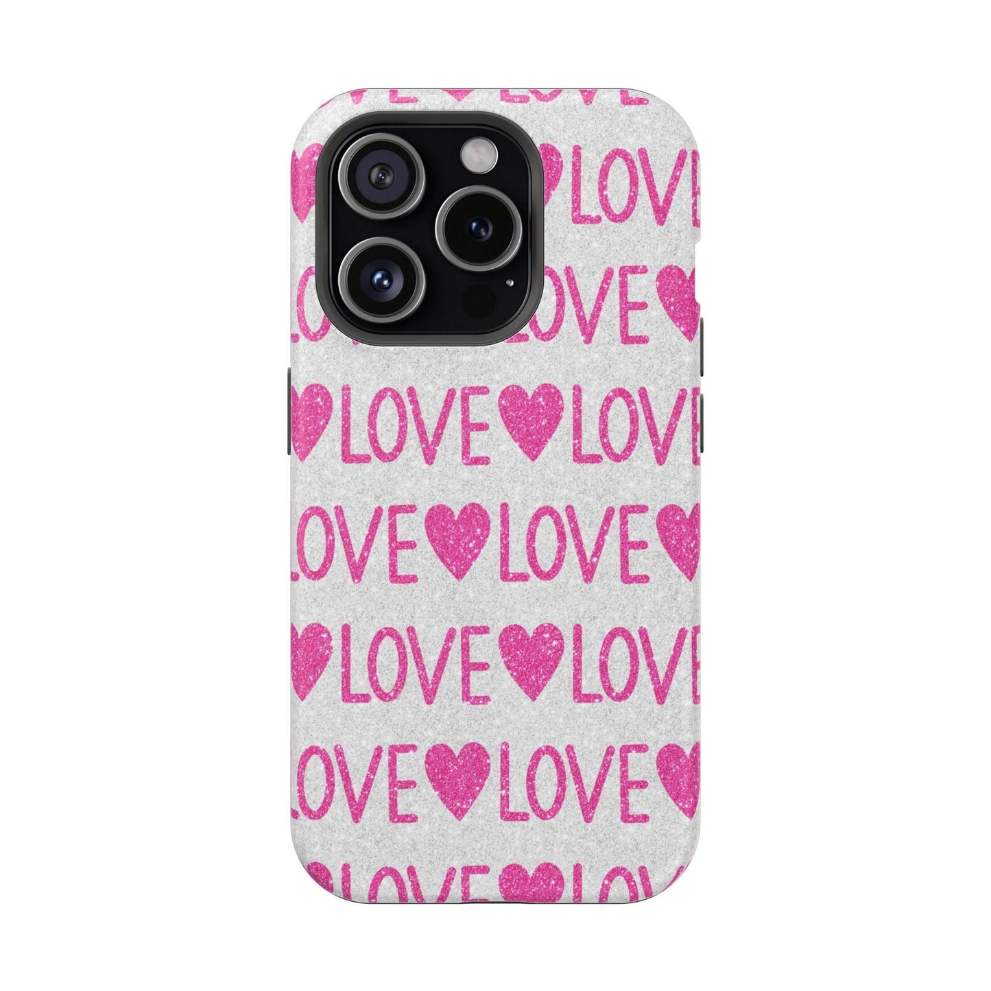 Pink Glitter Love Pattern – MagSafe iPhone Case - BOGO Cases