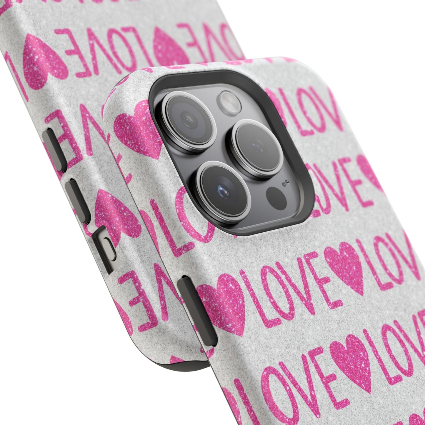 Pink Glitter Love Pattern – MagSafe iPhone Case - BOGO Cases