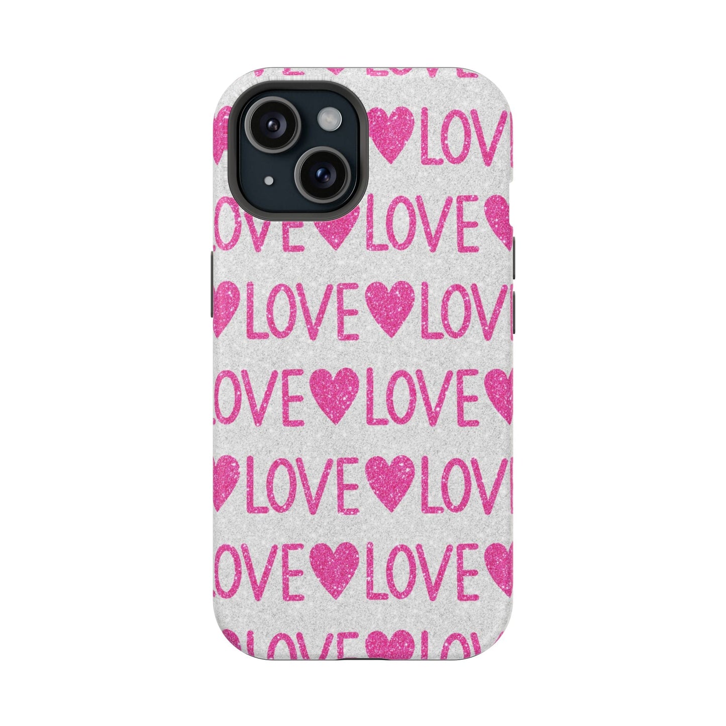 Pink Glitter Love Pattern – MagSafe iPhone Case - BOGO Cases
