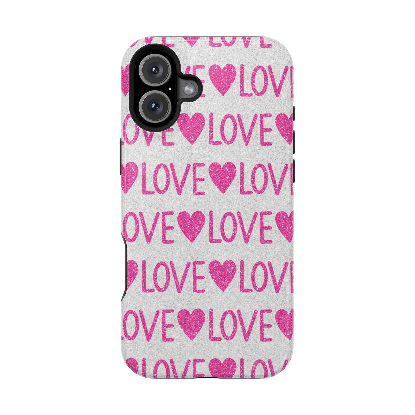 Pink Glitter Love Pattern – MagSafe iPhone Case - BOGO Cases