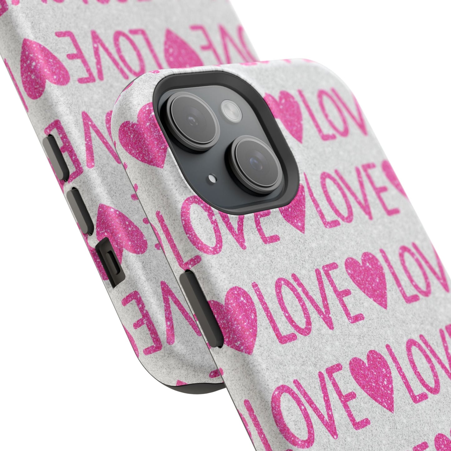 Pink Glitter Love Pattern – MagSafe iPhone Case - BOGO Cases