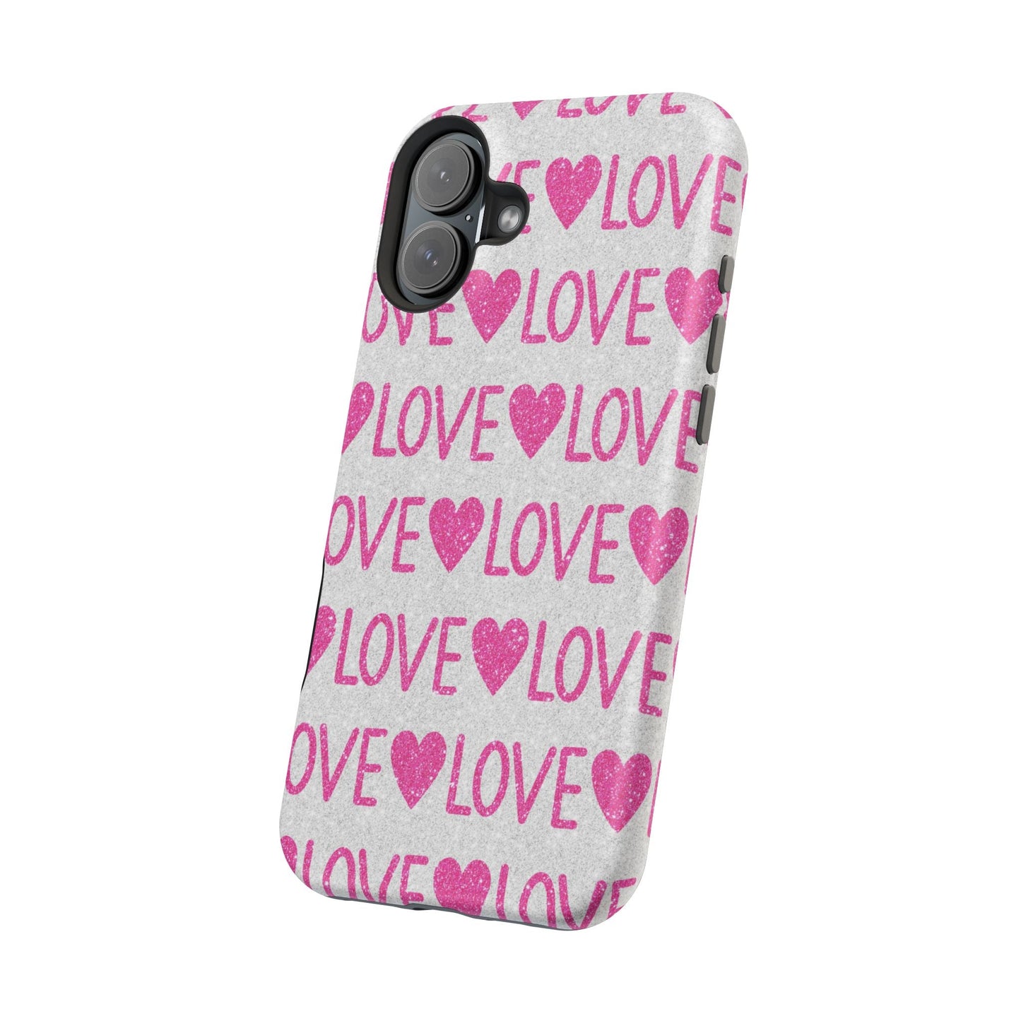Pink Glitter Love Pattern – MagSafe iPhone Case - BOGO Cases