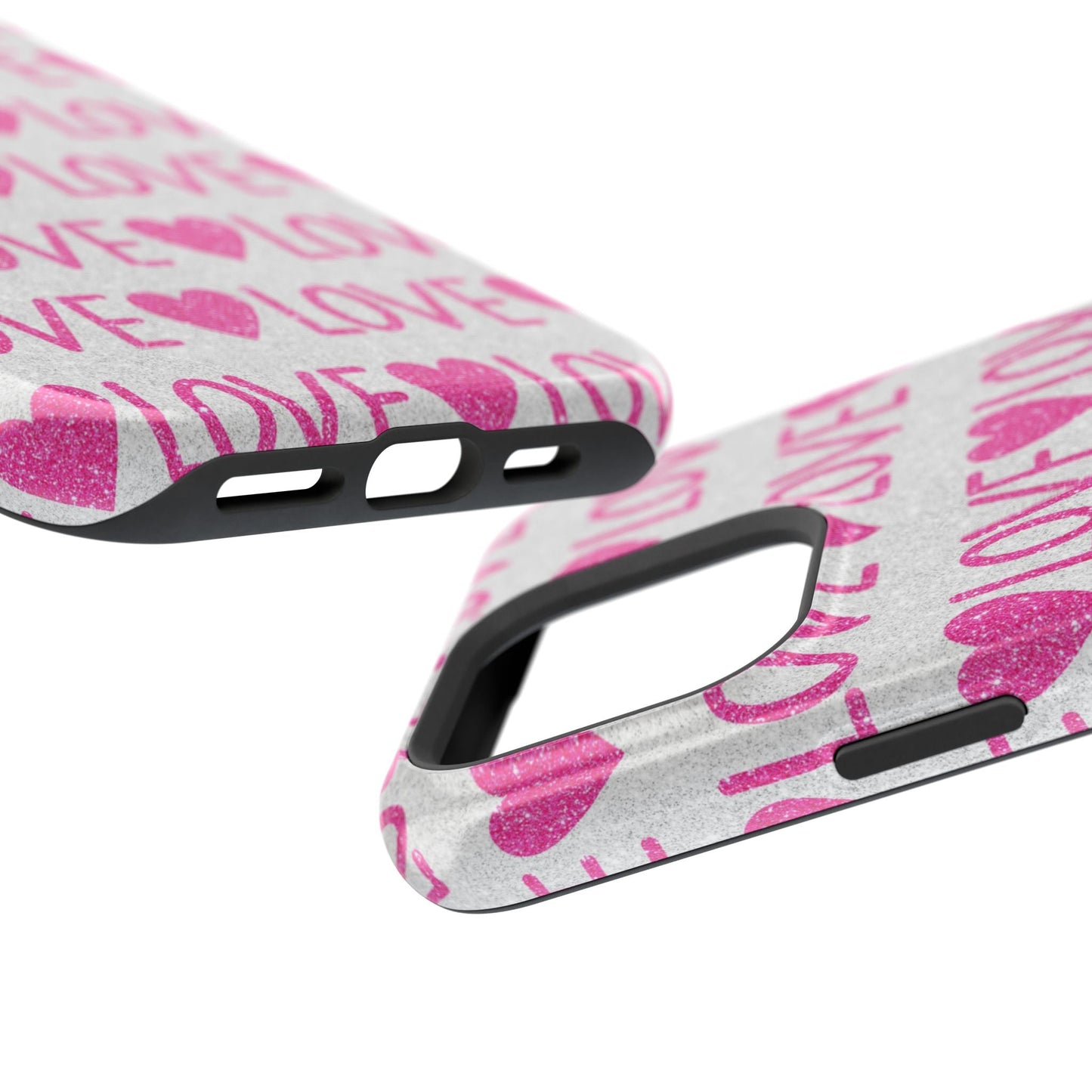 Pink Glitter Love Pattern – MagSafe iPhone Case - BOGO Cases