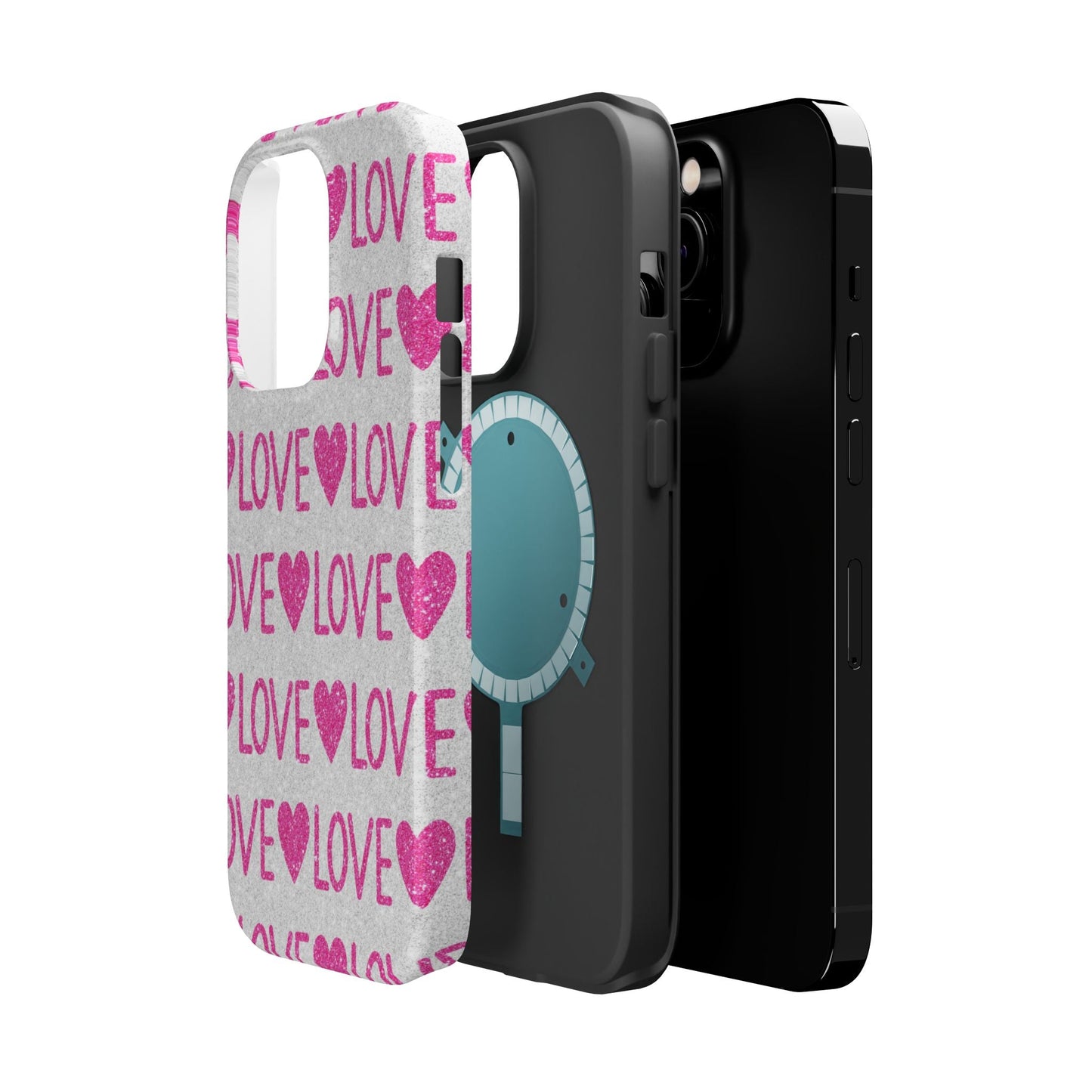 Pink Glitter Love Pattern – MagSafe iPhone Case - BOGO Cases