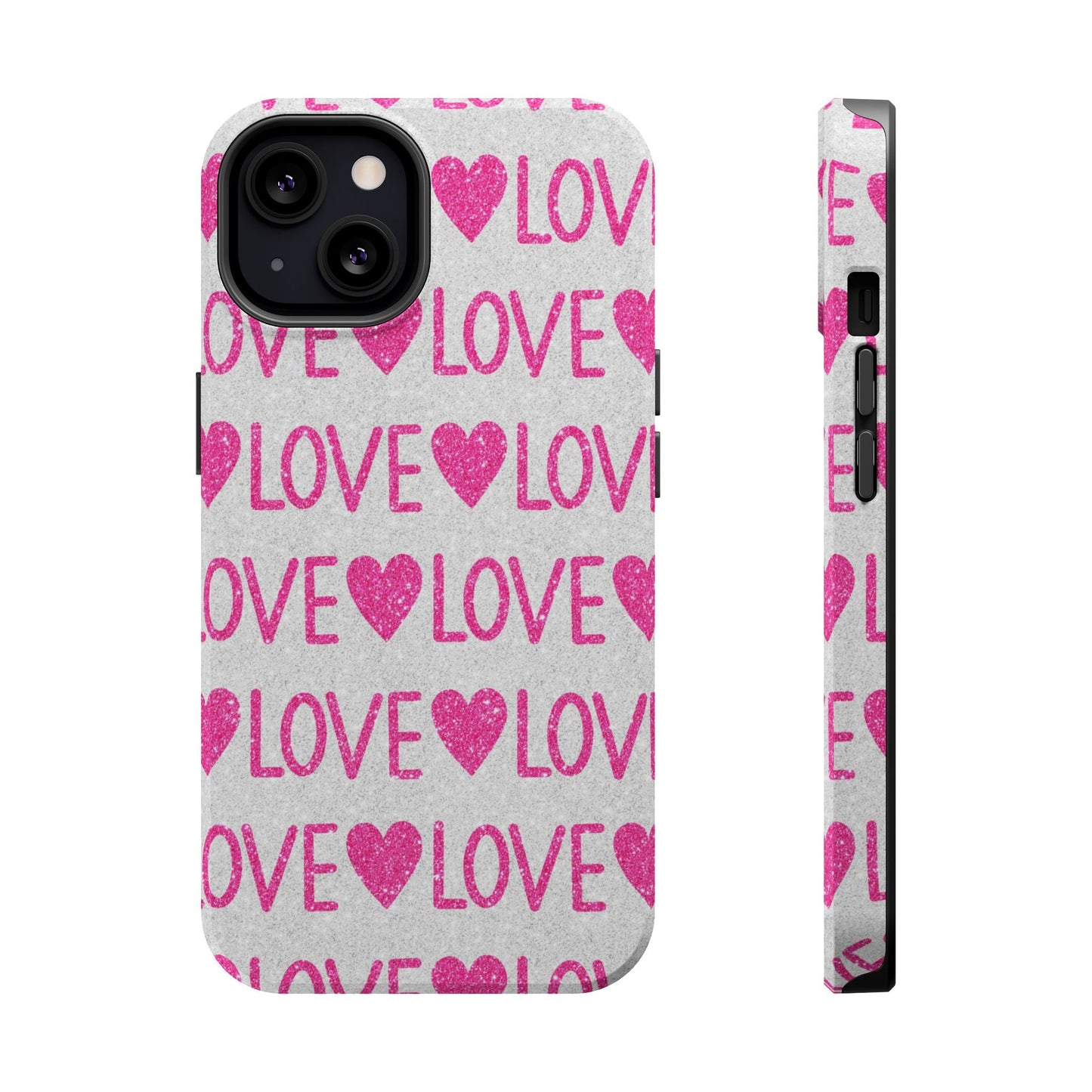 Pink Glitter Love Pattern – MagSafe iPhone Case - BOGO Cases