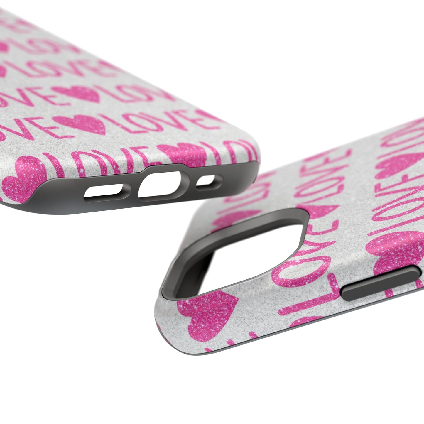 Pink Glitter Love Pattern – MagSafe iPhone Case - BOGO Cases