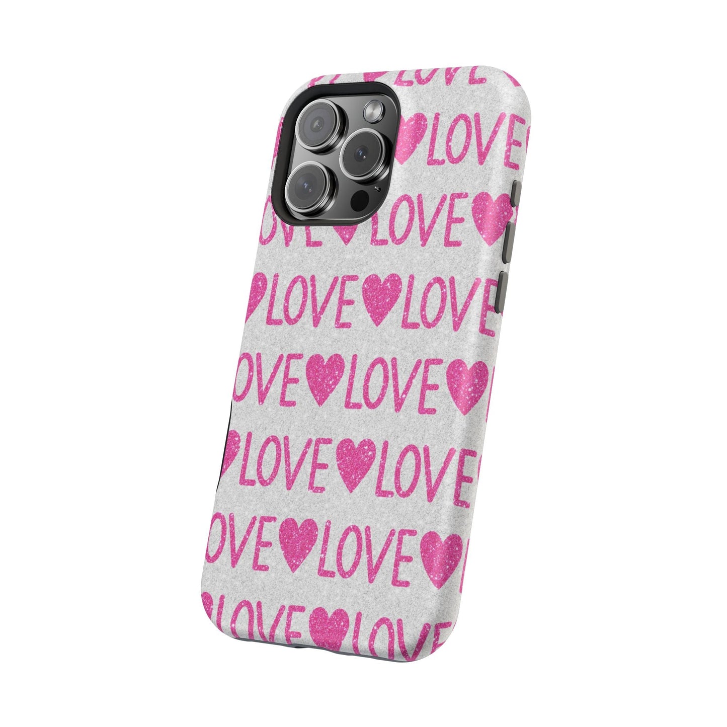 Pink Glitter Love Pattern – MagSafe iPhone Case - BOGO Cases