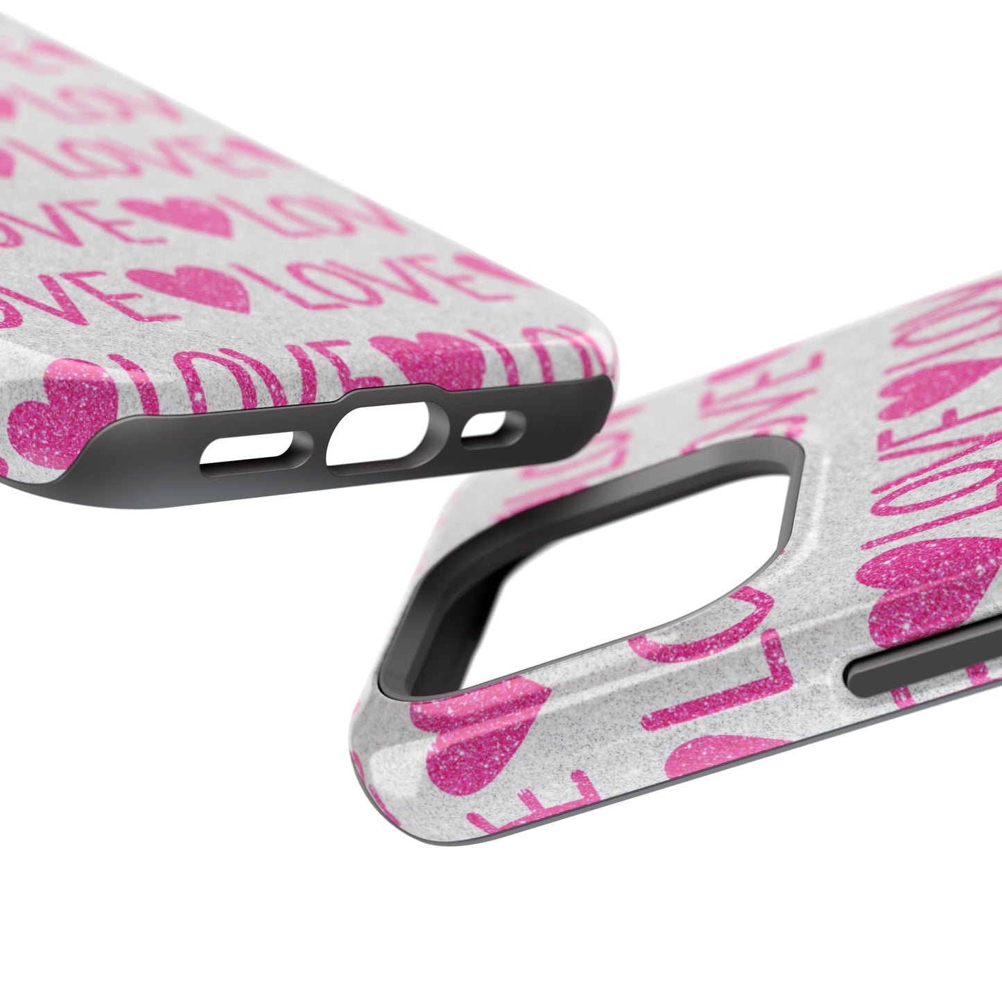 Pink Glitter Love Pattern – MagSafe iPhone Case - BOGO Cases