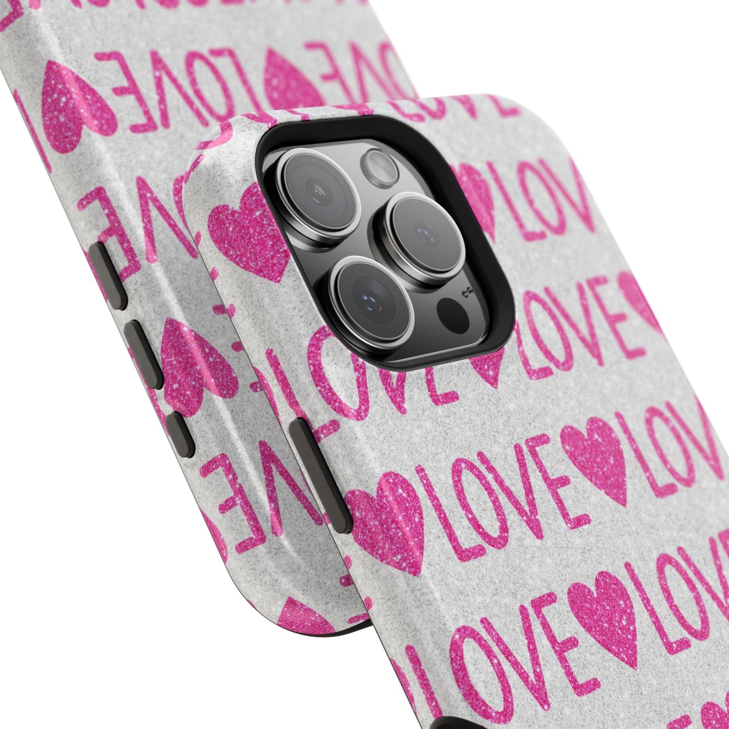 Pink Glitter Love Pattern – MagSafe iPhone Case - BOGO Cases
