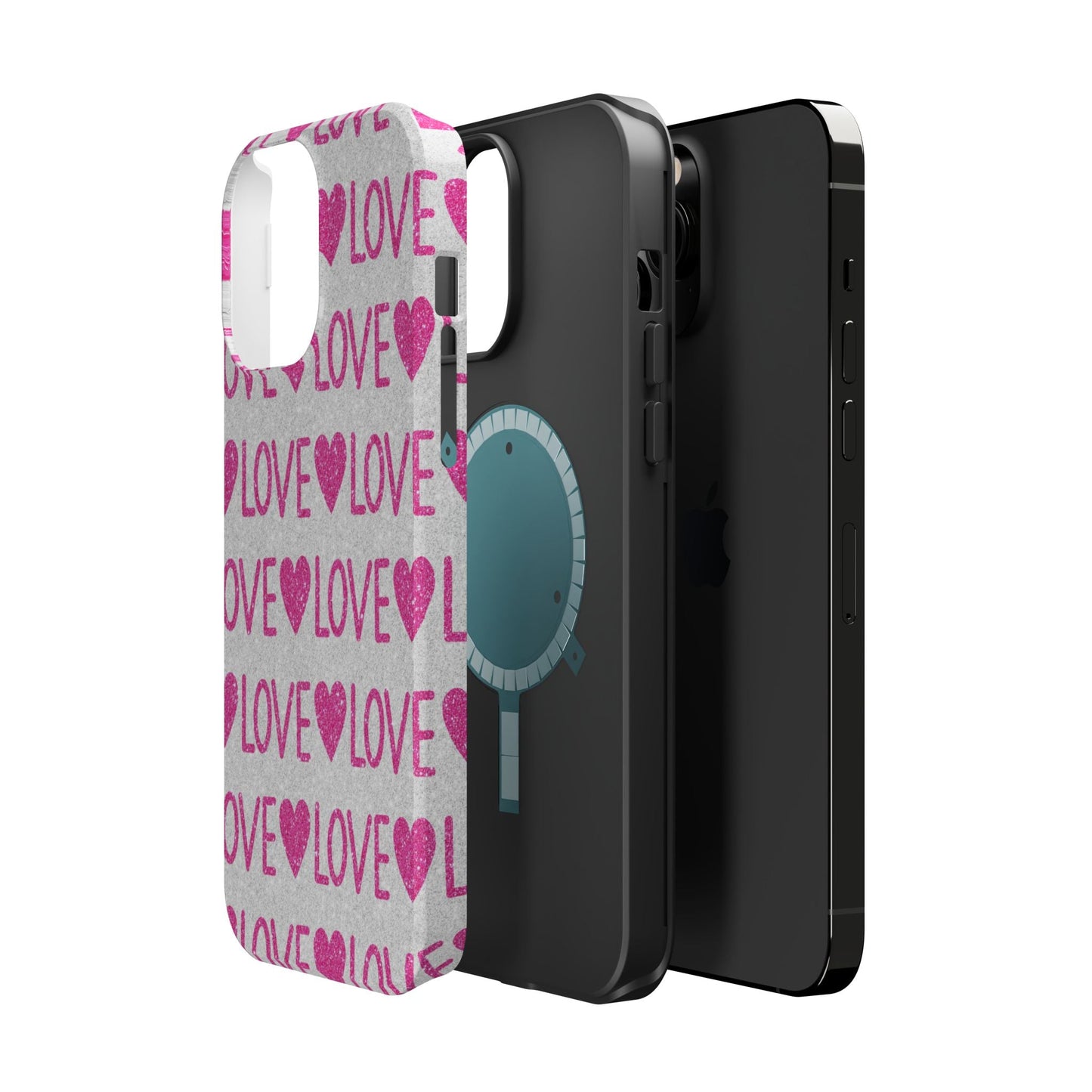 Pink Glitter Love Pattern – MagSafe iPhone Case - BOGO Cases