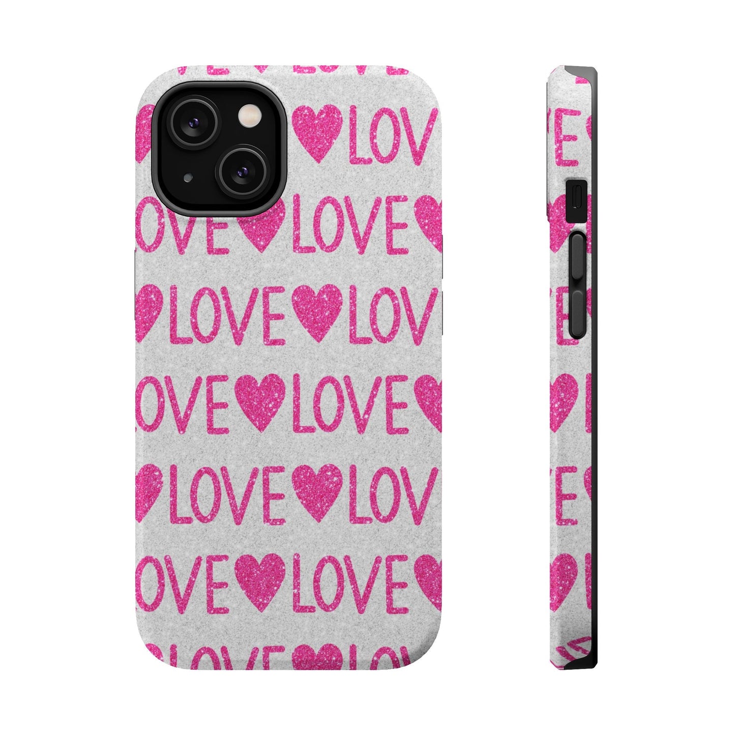 Pink Glitter Love Pattern – MagSafe iPhone Case - BOGO Cases