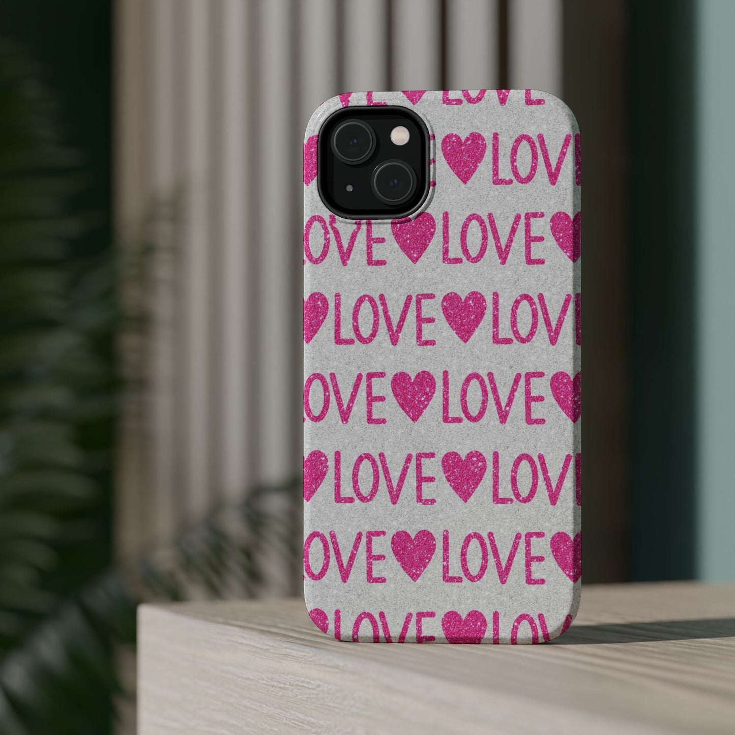 Pink Glitter Love Pattern – MagSafe iPhone Case - BOGO Cases