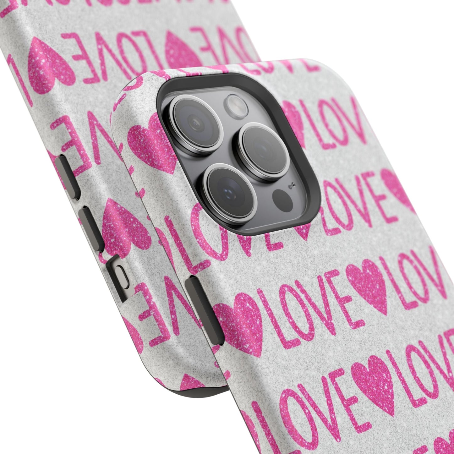 Pink Glitter Love Pattern – MagSafe iPhone Case - BOGO Cases
