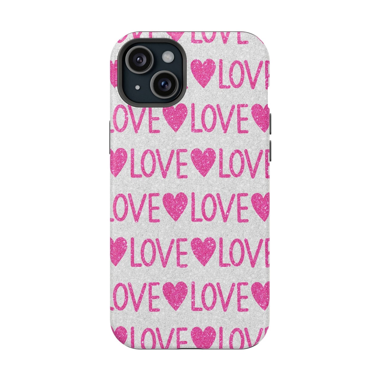 Pink Glitter Love Pattern – MagSafe iPhone Case - BOGO Cases