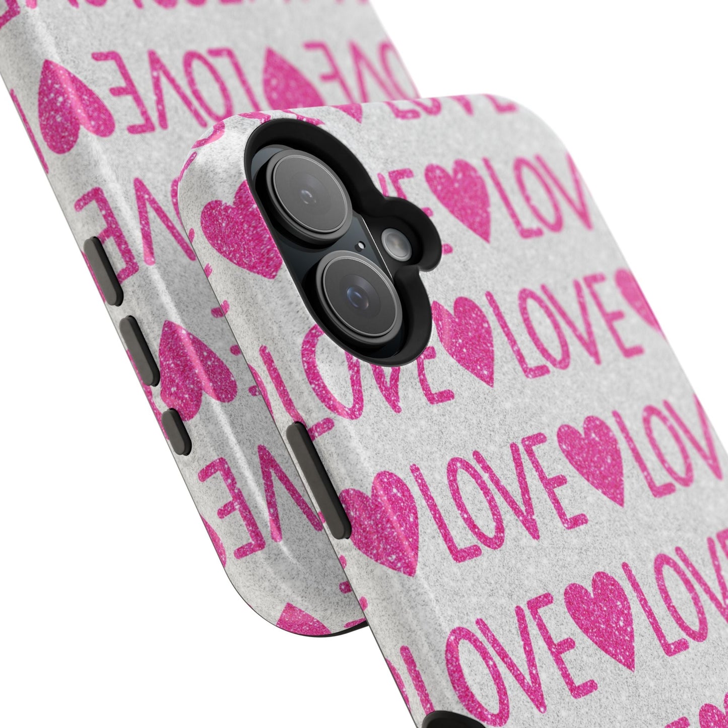 Pink Glitter Love Pattern – MagSafe iPhone Case - BOGO Cases
