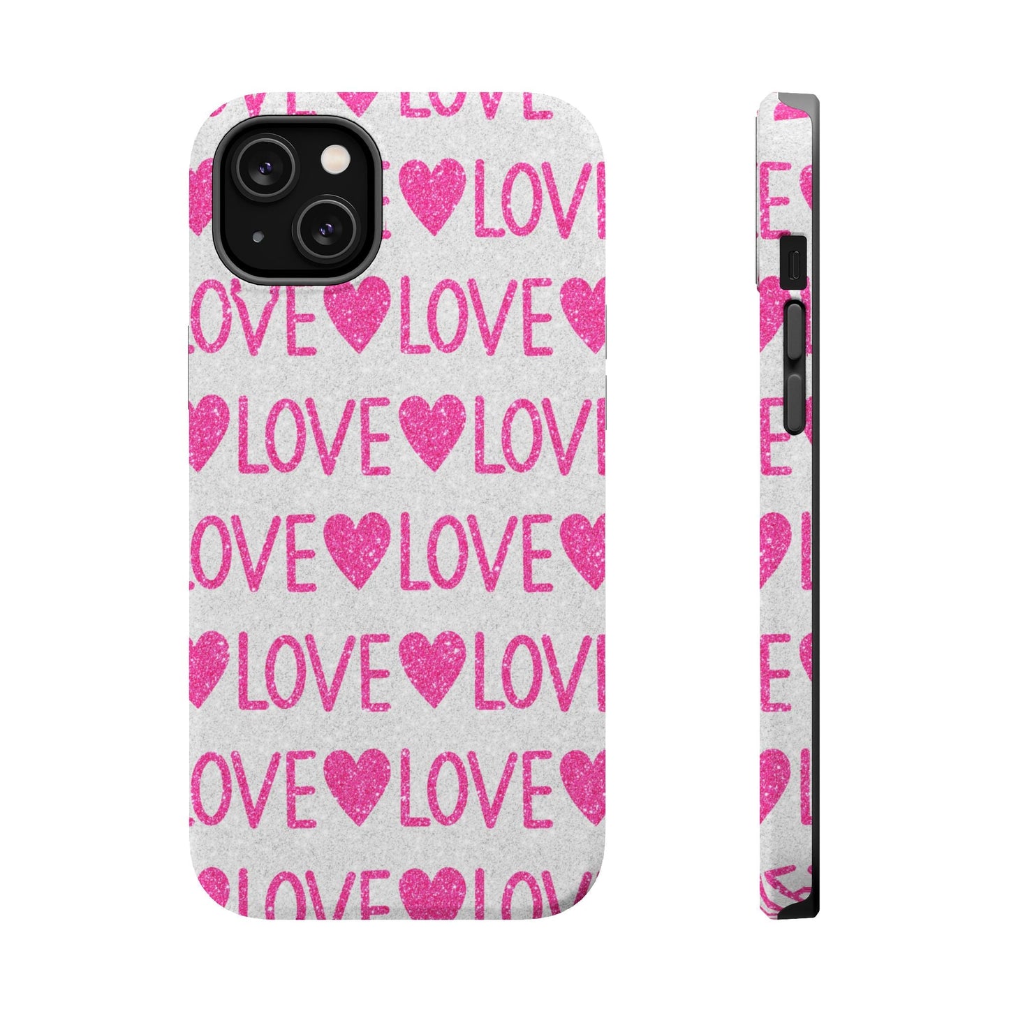 Pink Glitter Love Pattern – MagSafe iPhone Case - BOGO Cases