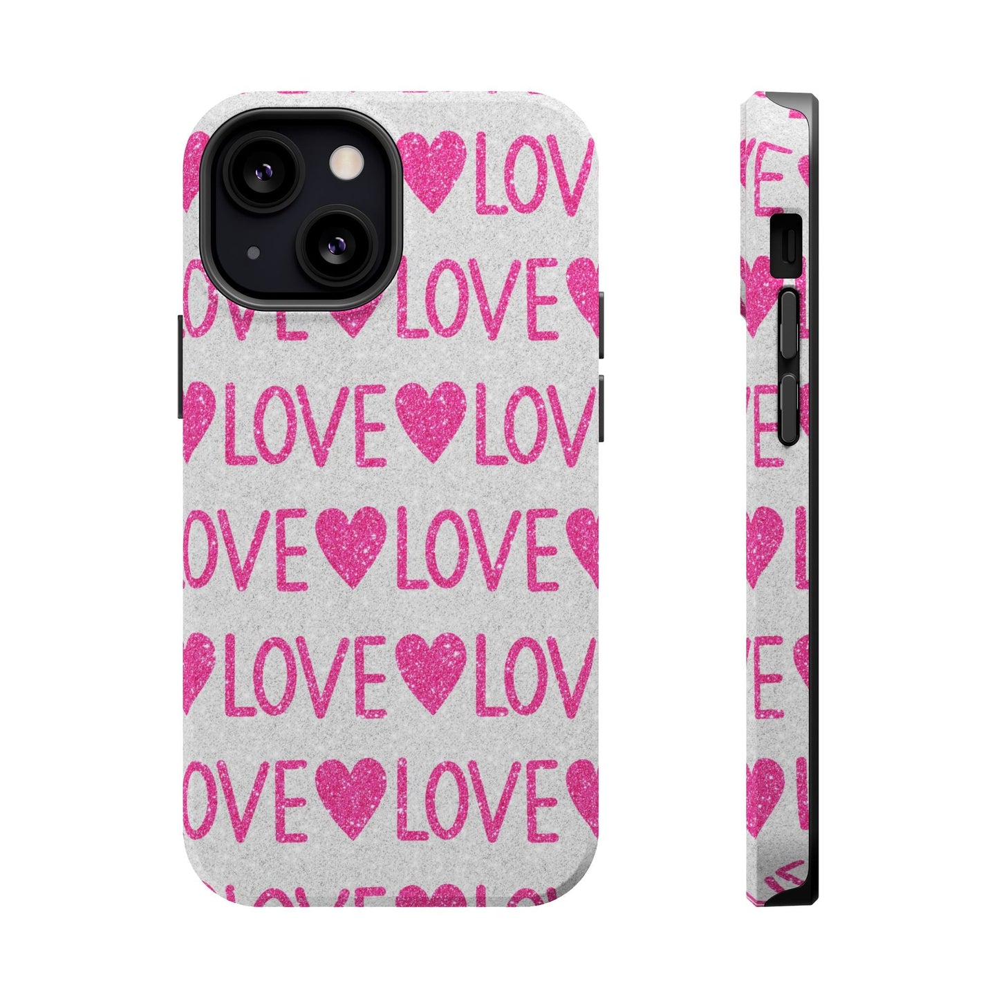 Pink Glitter Love Pattern – MagSafe iPhone Case - BOGO Cases
