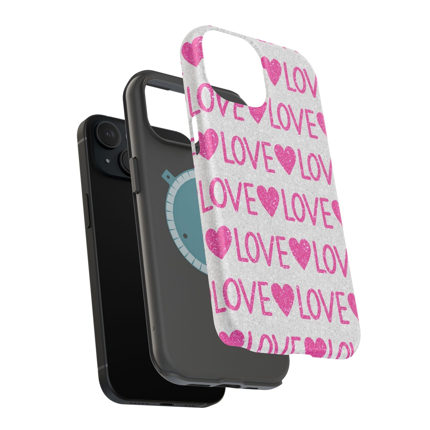 Pink Glitter Love Pattern – MagSafe iPhone Case - BOGO Cases