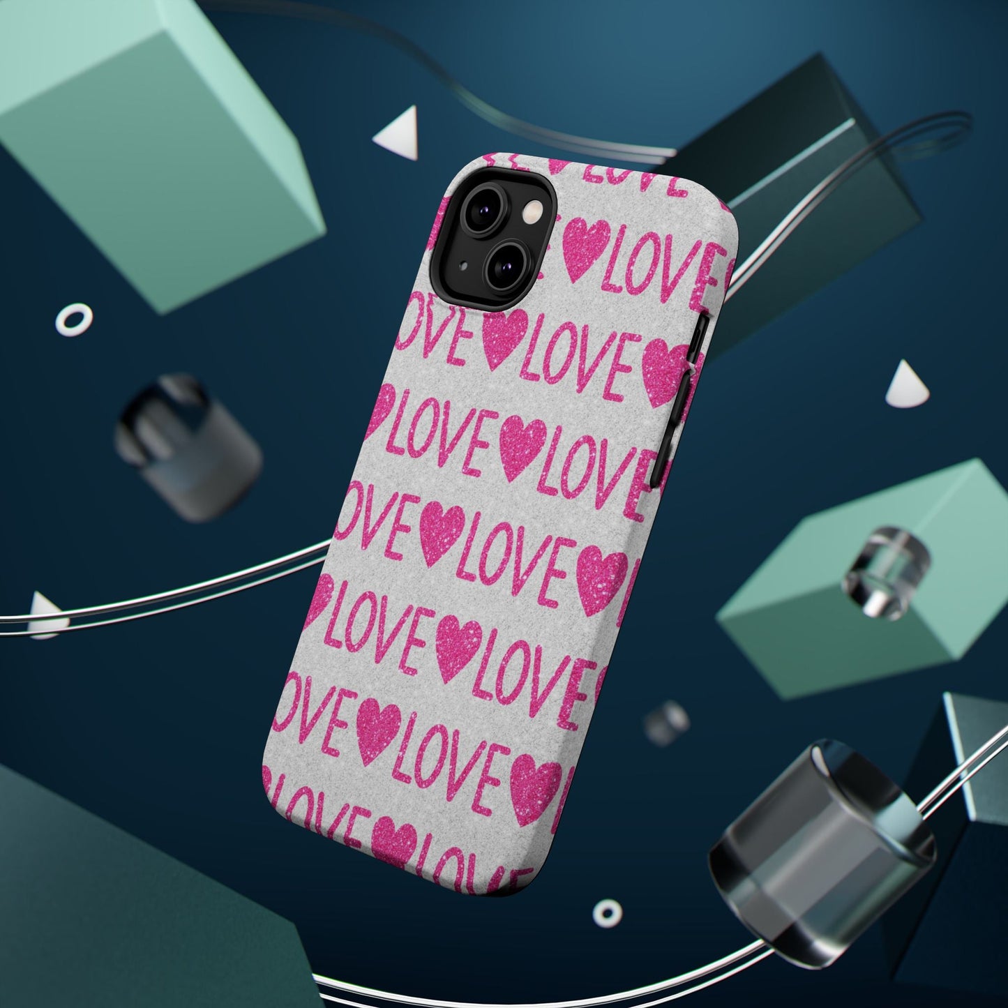 Pink Glitter Love Pattern – MagSafe iPhone Case - BOGO Cases