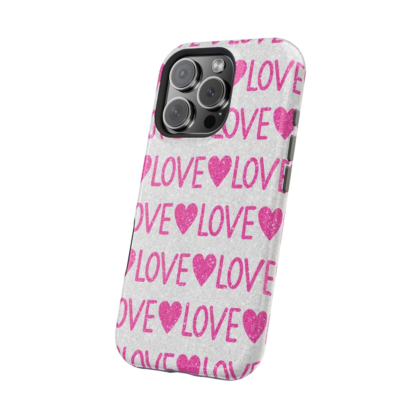 Pink Glitter Love Pattern – MagSafe iPhone Case - BOGO Cases