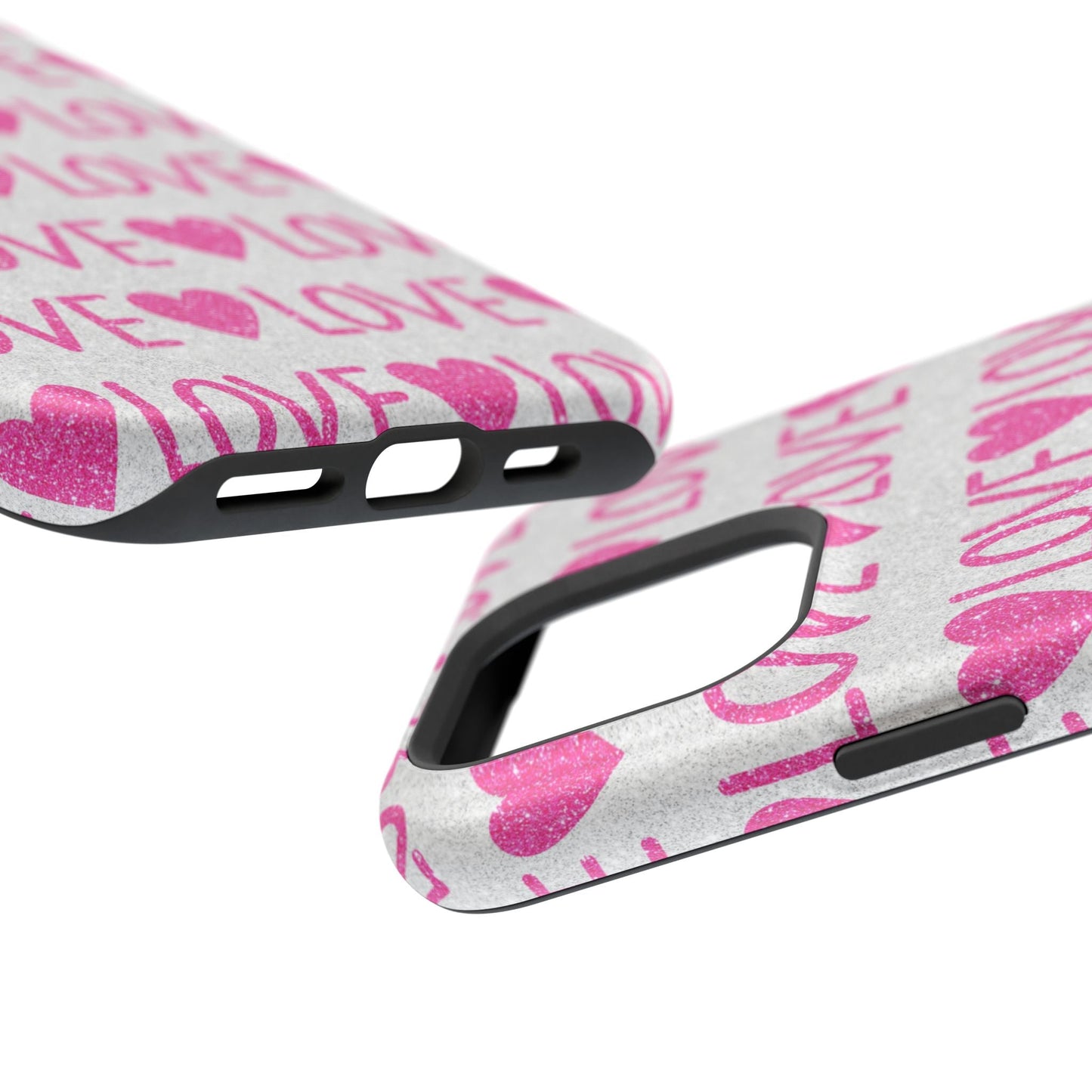 Pink Glitter Love Pattern – MagSafe iPhone Case - BOGO Cases