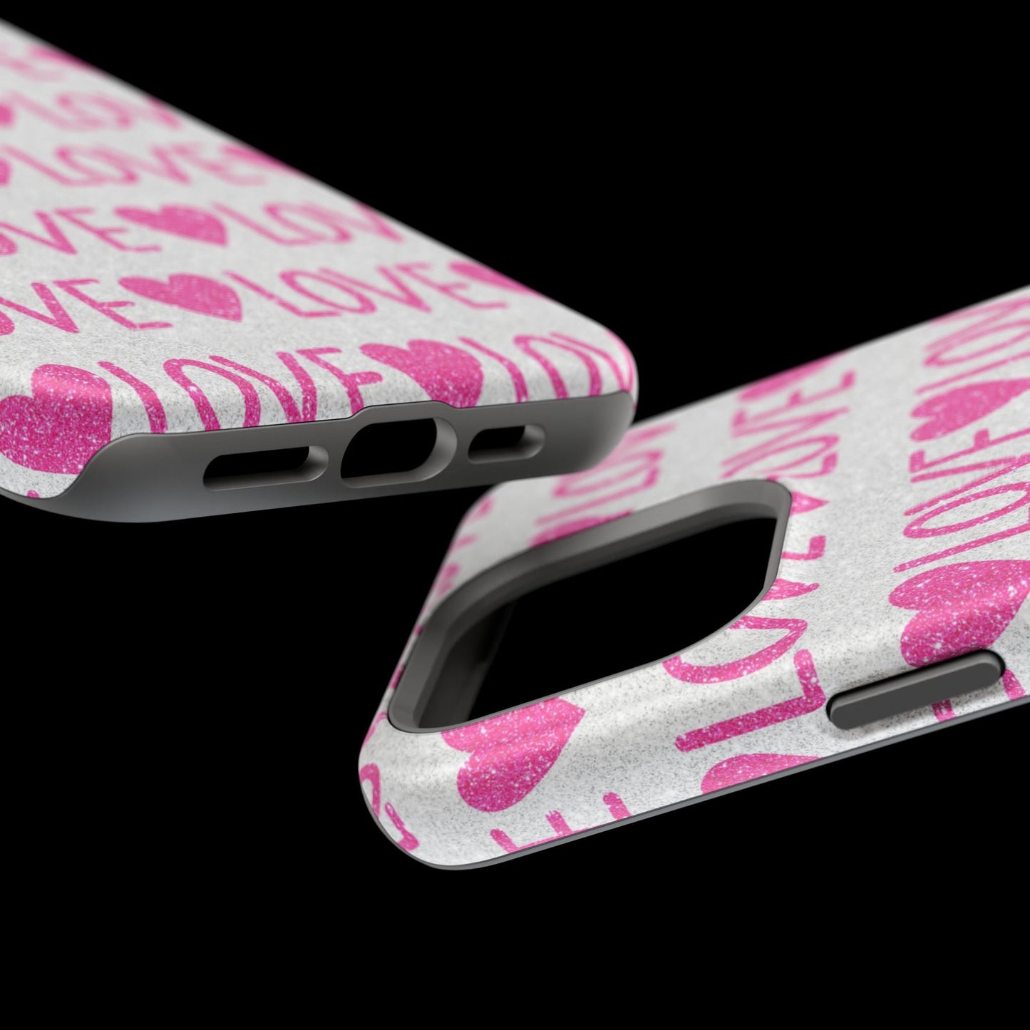 Pink Glitter Love Pattern – MagSafe iPhone Case - BOGO Cases