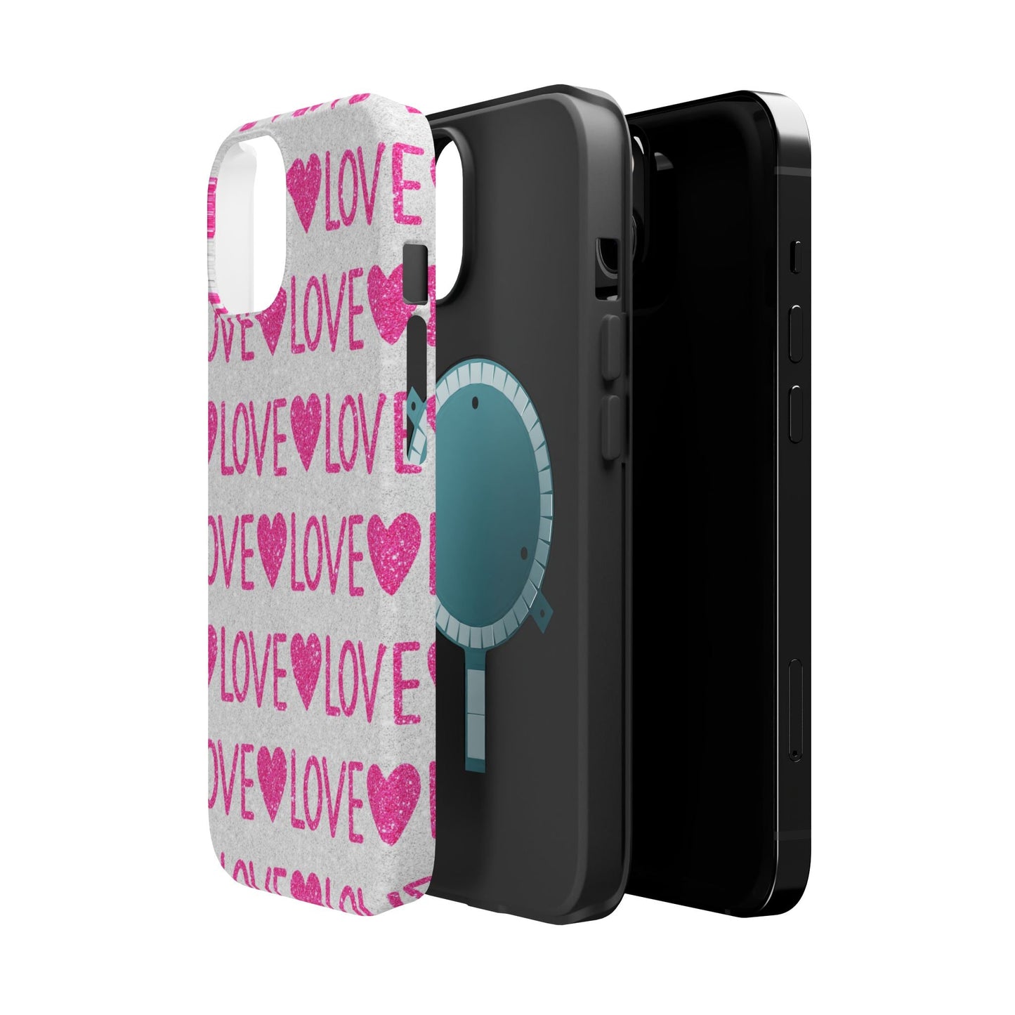 Pink Glitter Love Pattern – MagSafe iPhone Case - BOGO Cases