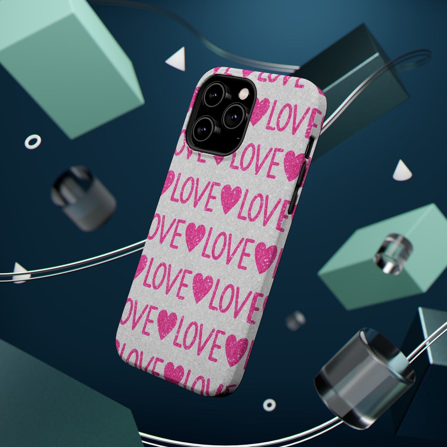 Pink Glitter Love Pattern – MagSafe iPhone Case - BOGO Cases