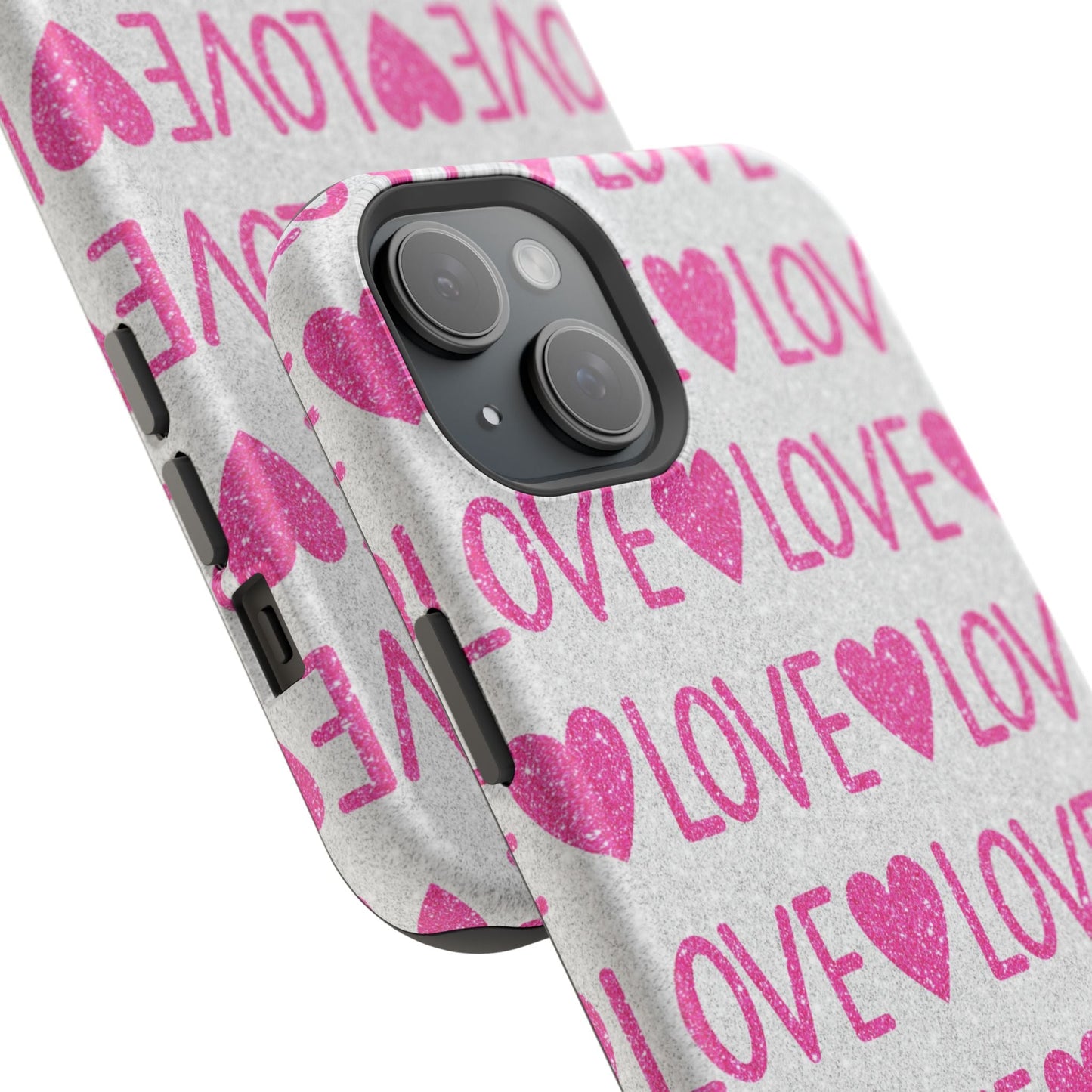 Pink Glitter Love Pattern – MagSafe iPhone Case - BOGO Cases