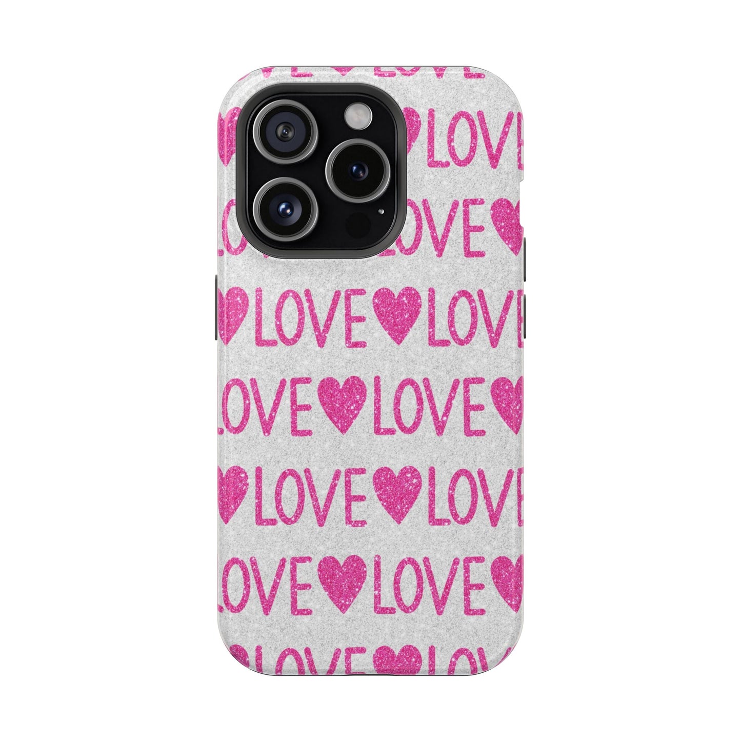 Pink Glitter Love Pattern – MagSafe iPhone Case - BOGO Cases