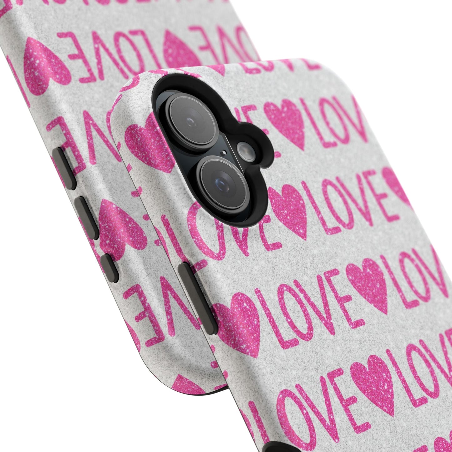 Pink Glitter Love Pattern – MagSafe iPhone Case - BOGO Cases