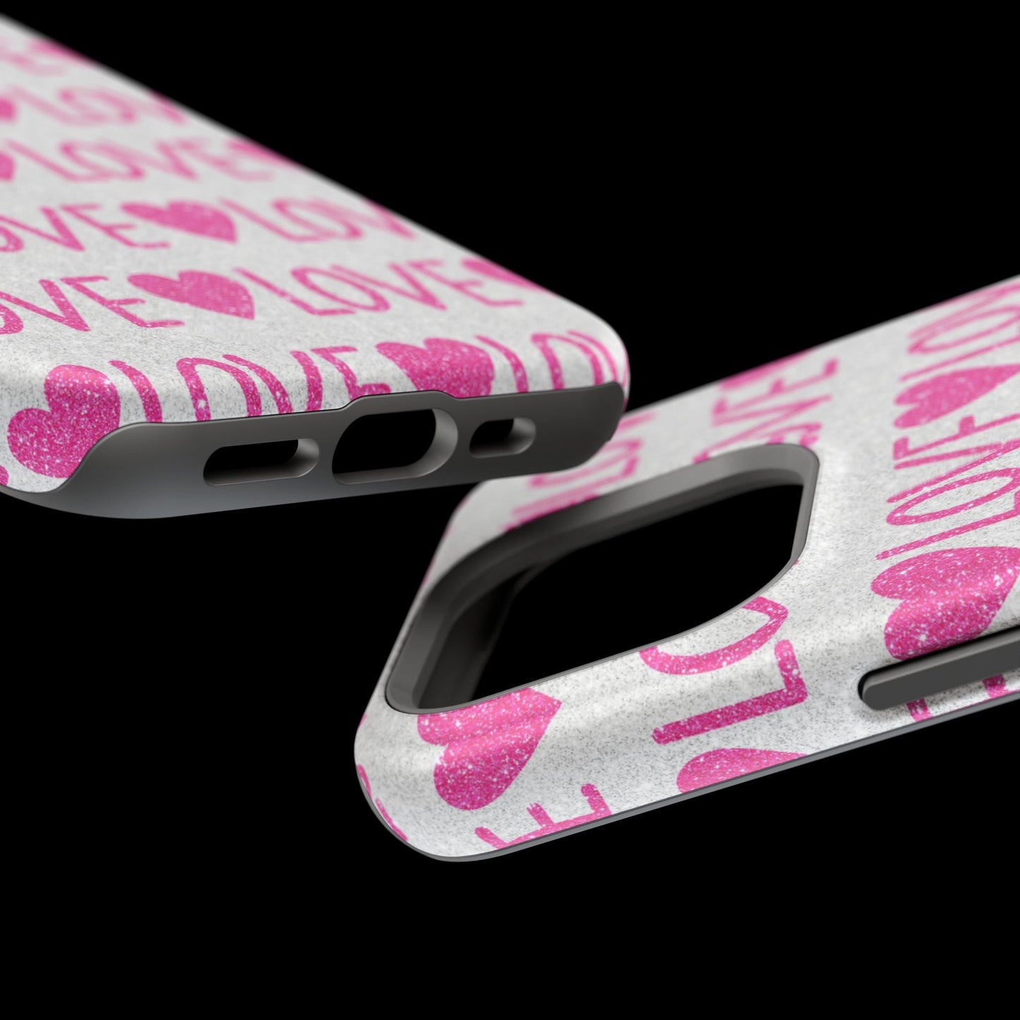 Pink Glitter Love Pattern – MagSafe iPhone Case - BOGO Cases
